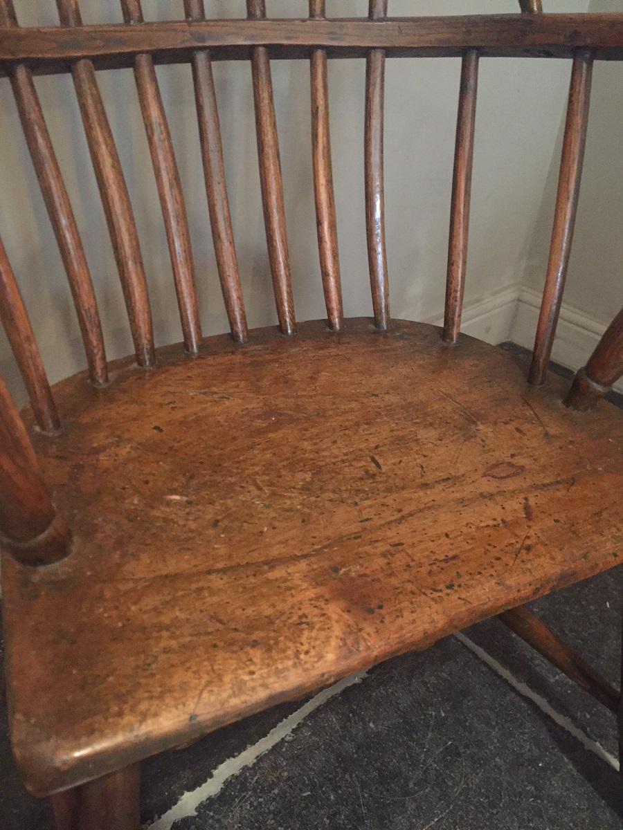 Elm 19th Century  Rustic Windsor Armchair For Sale