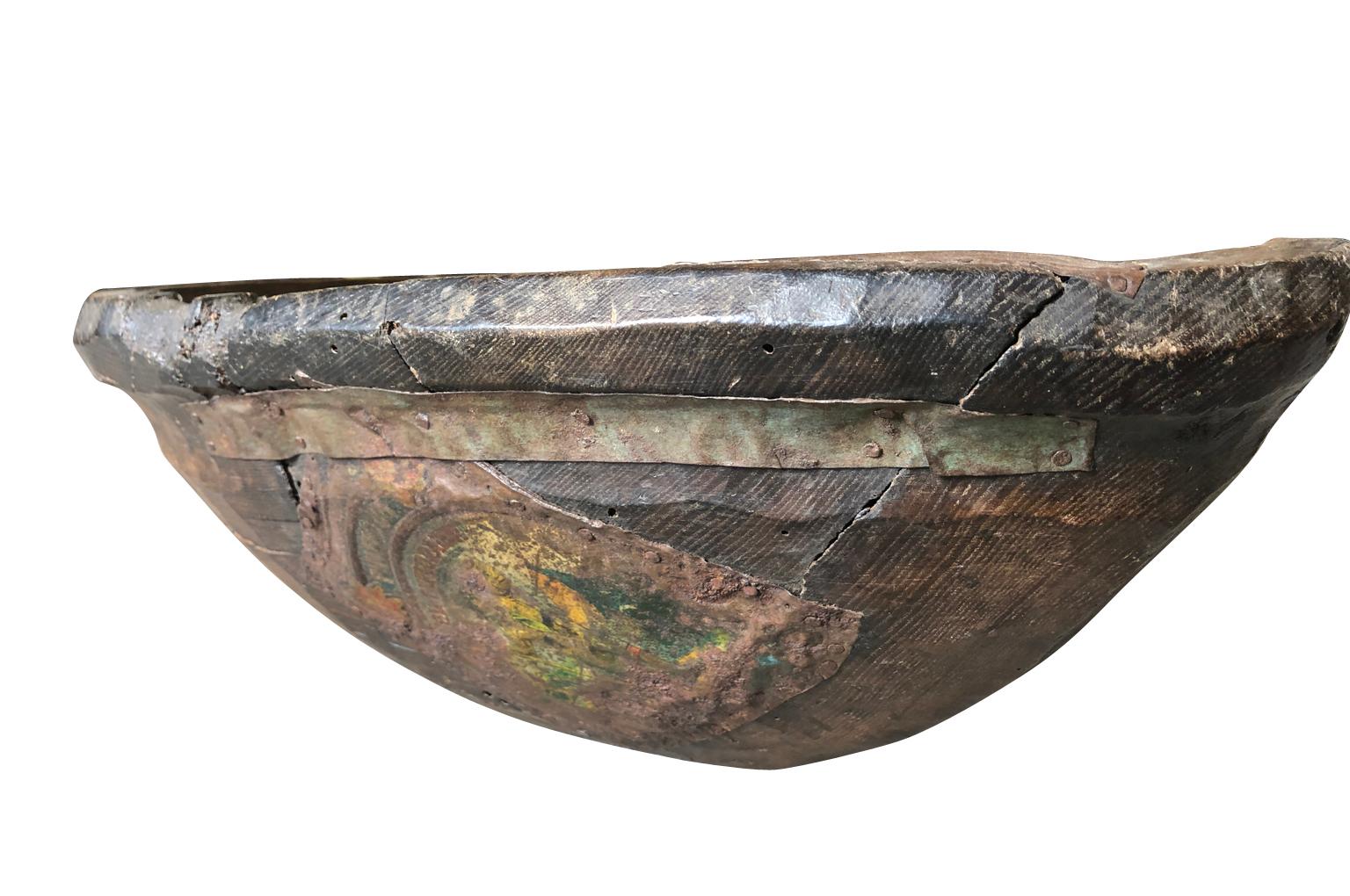 19th Century Primitive Spanish Bowl In Good Condition For Sale In Atlanta, GA