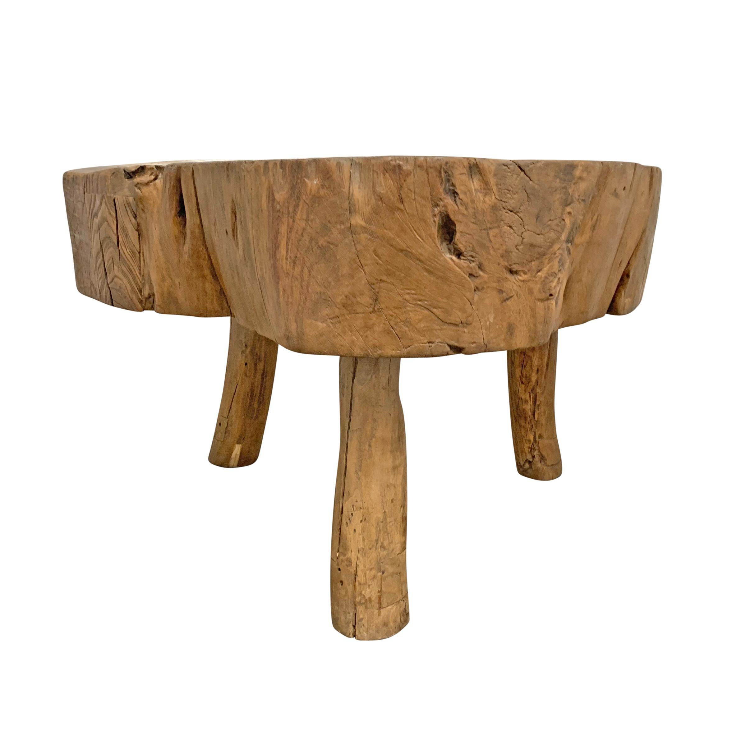 20th Century Primitive Tree Trunk Table