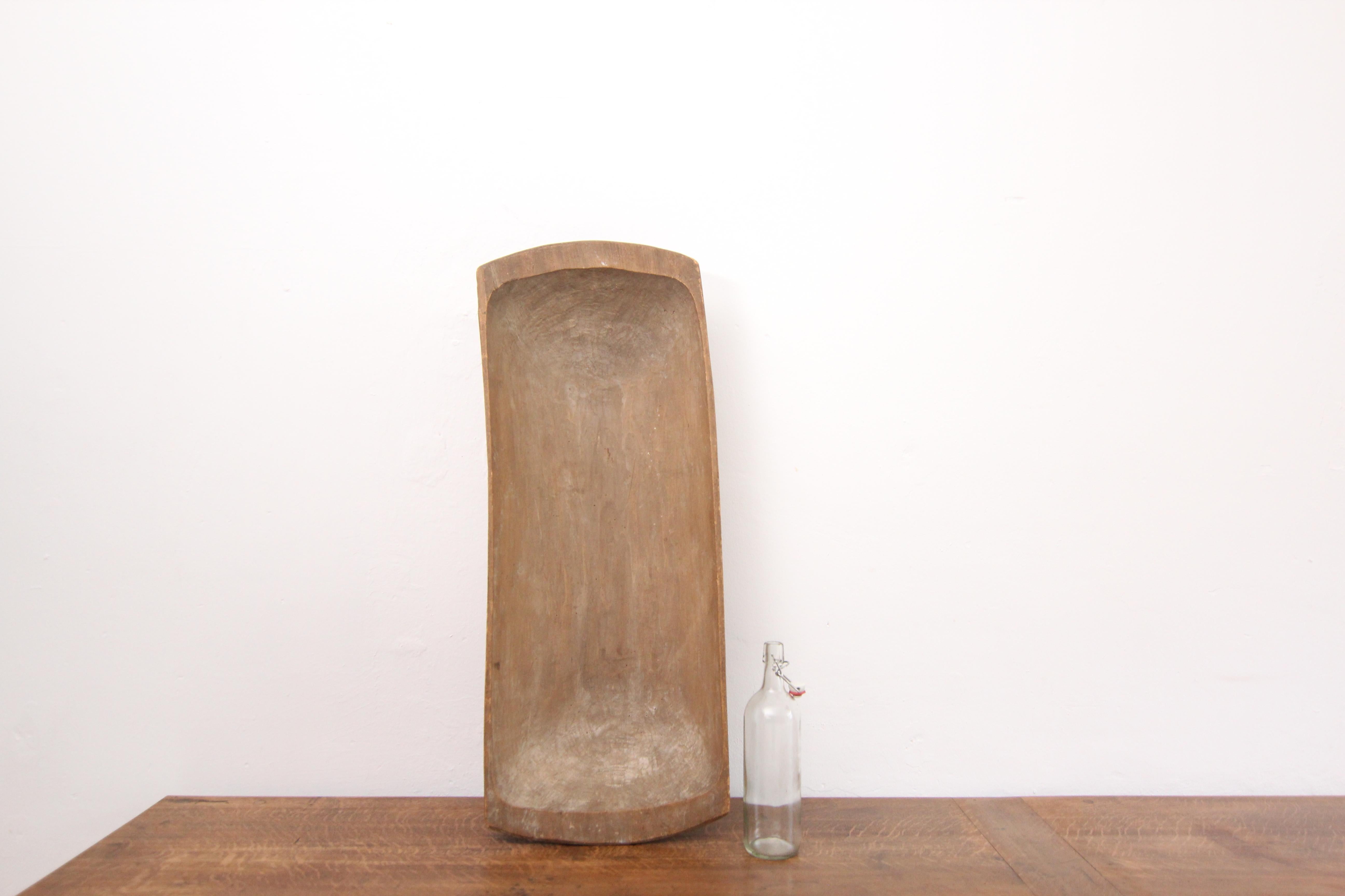Bol à pâte Wabi Sabi primitif du 19ème siècle en bois sculpté à la main en vente 9