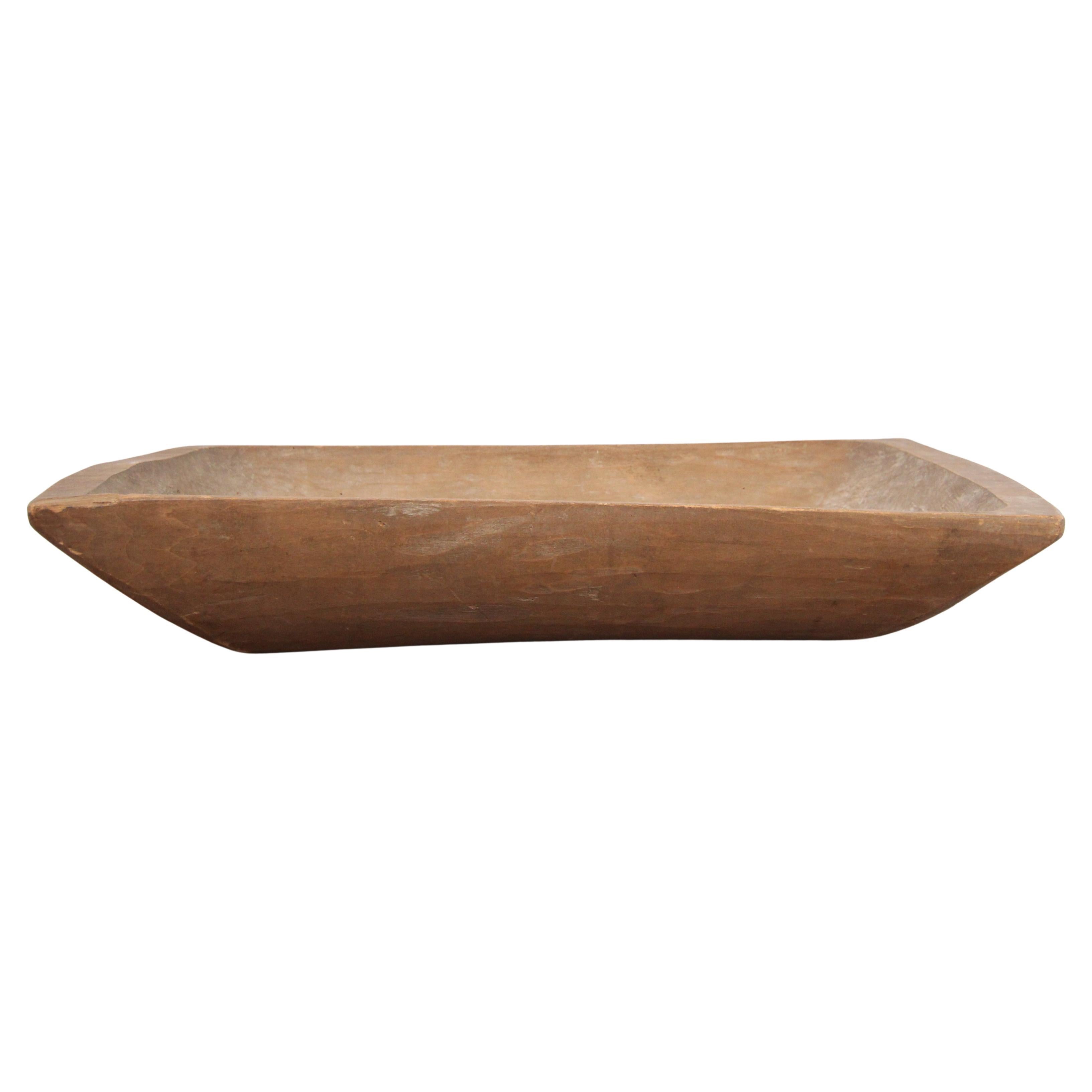 Cuenco para masa de madera tallada a mano Wabi Sabi del siglo XIX