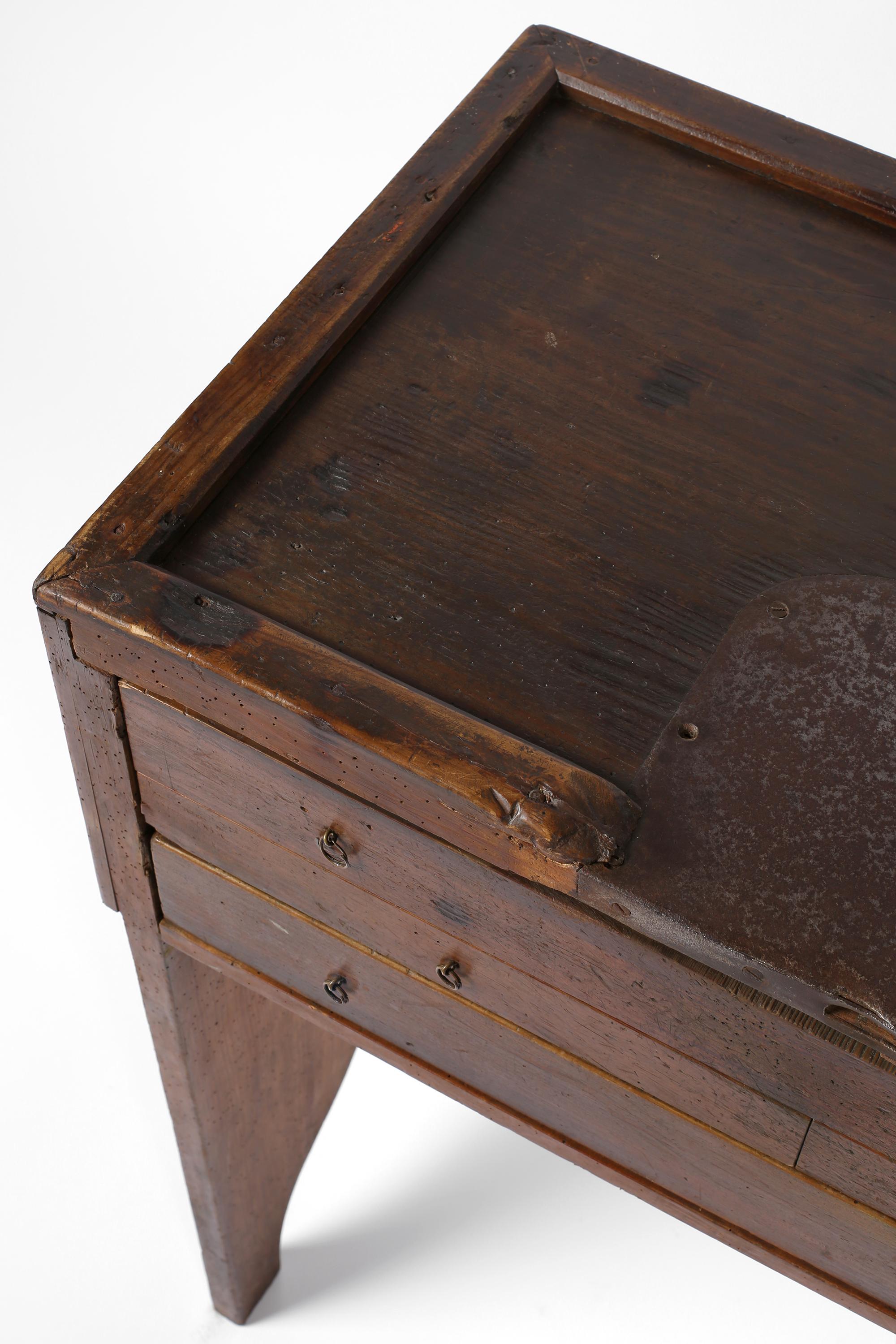 Pine 19th Century Primitive Wabi-Sabi Portuguese Goldsmiths Workbench #2 For Sale