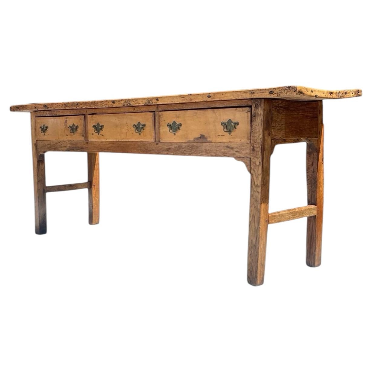 19th Century Primitive Welsh Pine Dairy Console Table