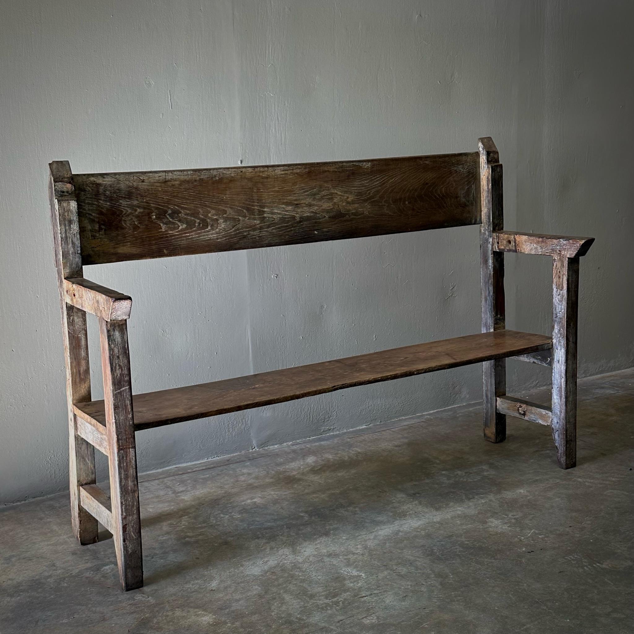 Late 19th Century 19th Century Primitive Wood Bench For Sale