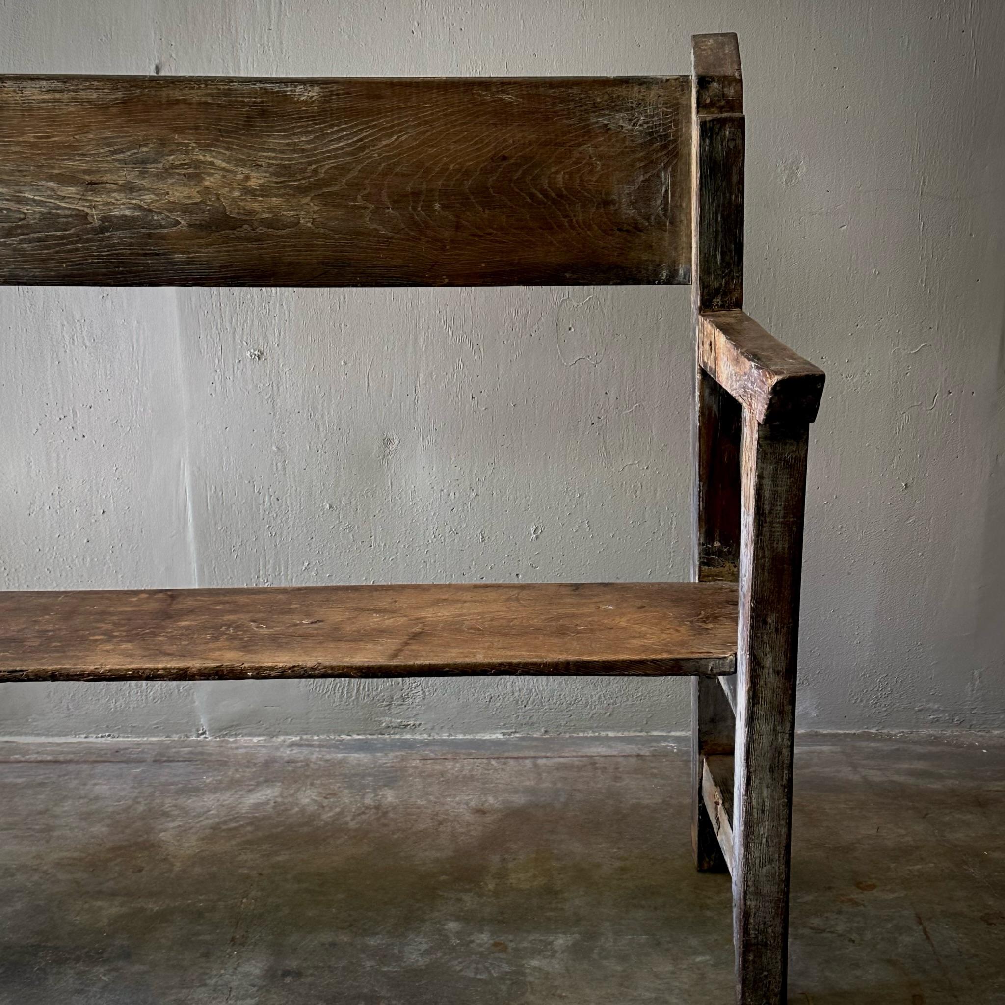 19th Century Primitive Wood Bench For Sale 1