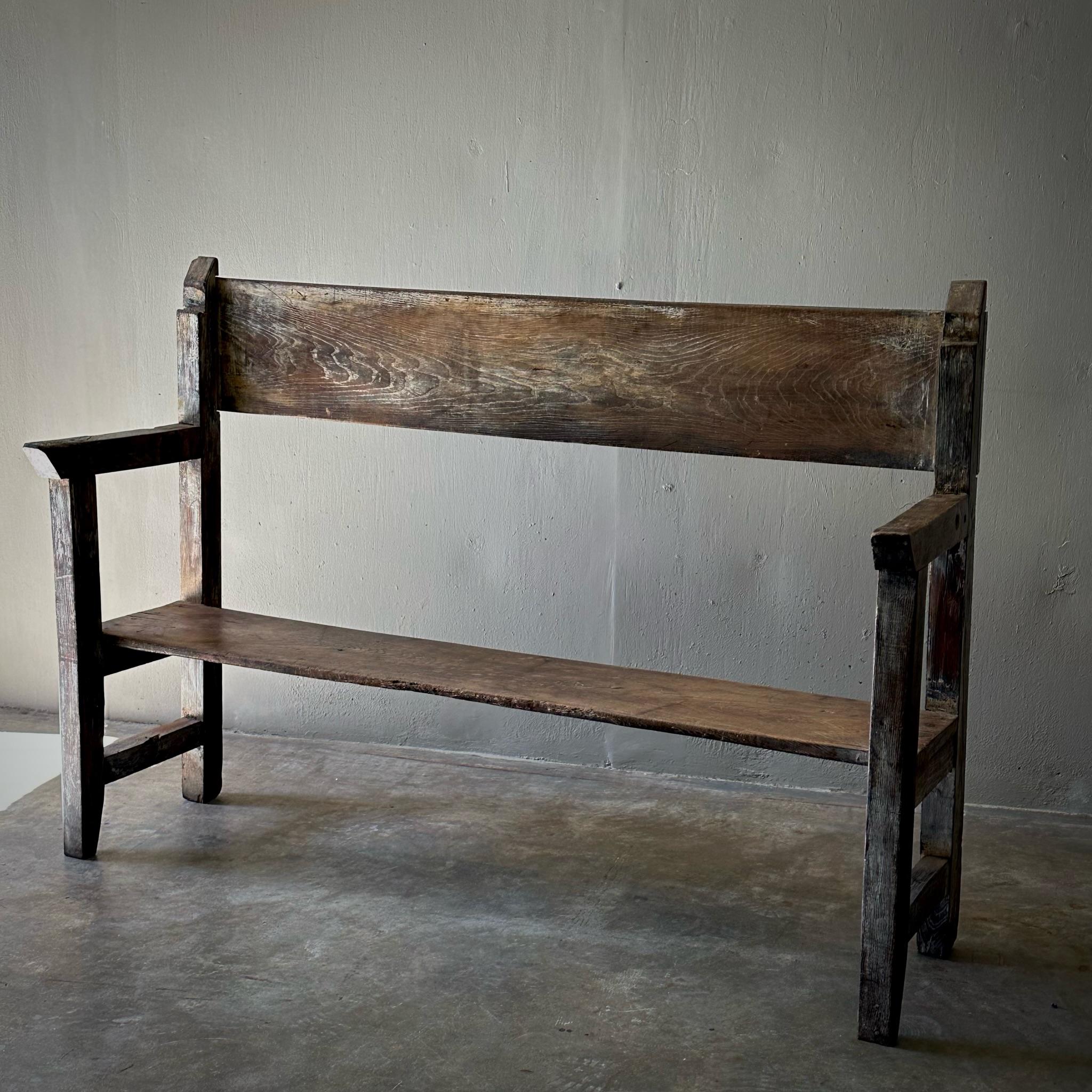 19th Century Primitive Wood Bench For Sale 3