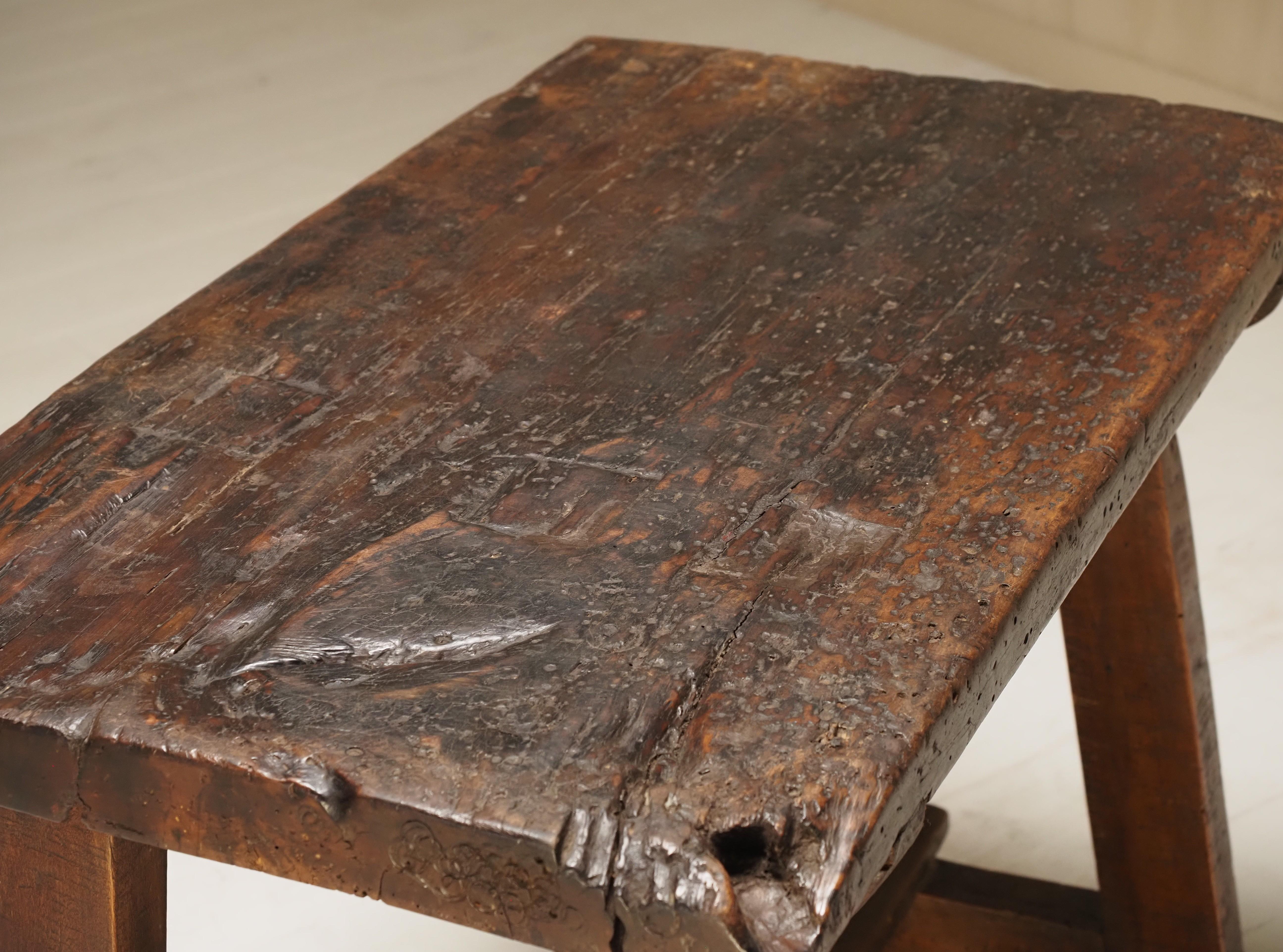 19th Century primitive work table or console 10