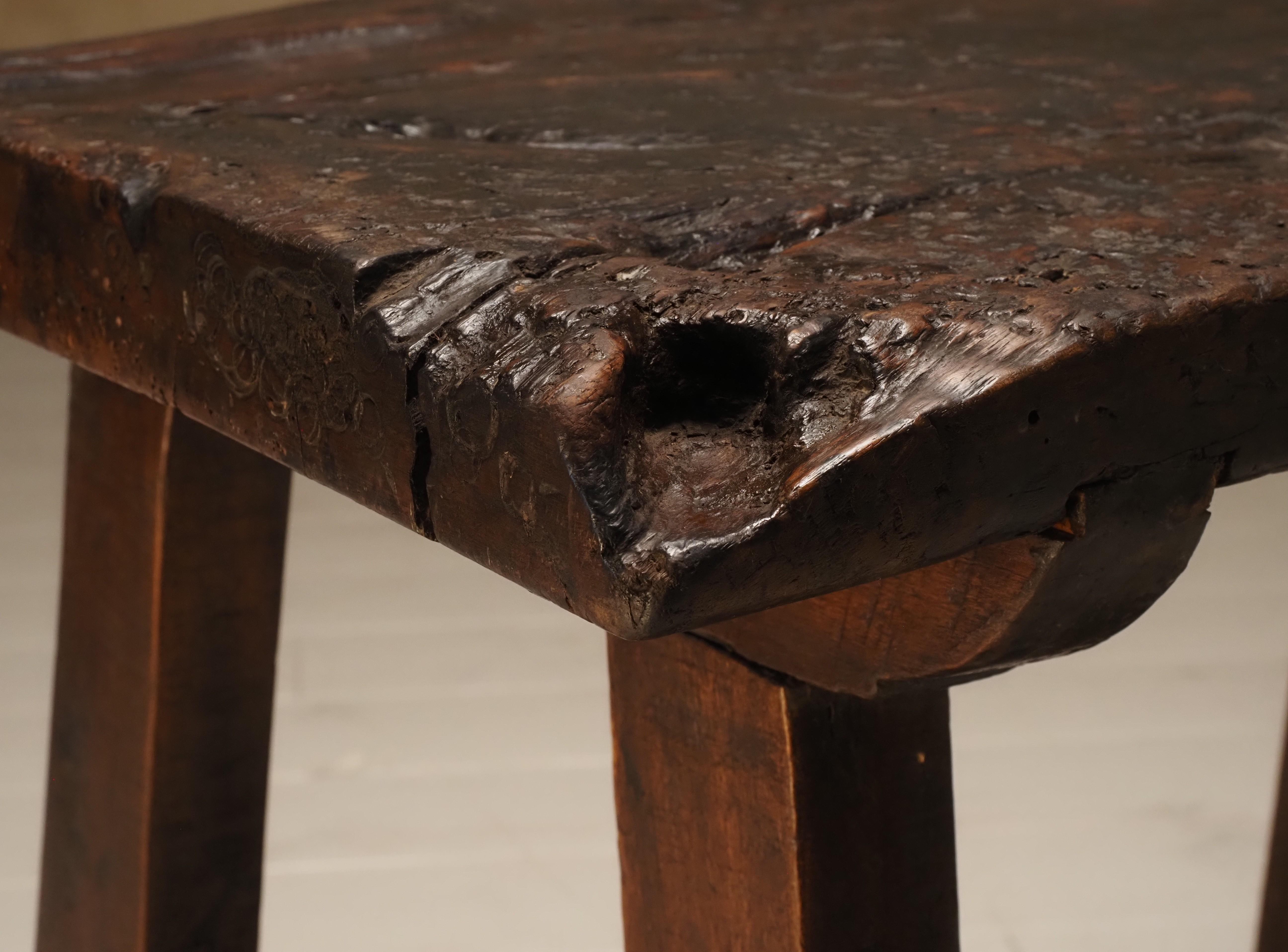 19th Century primitive work table or console 1
