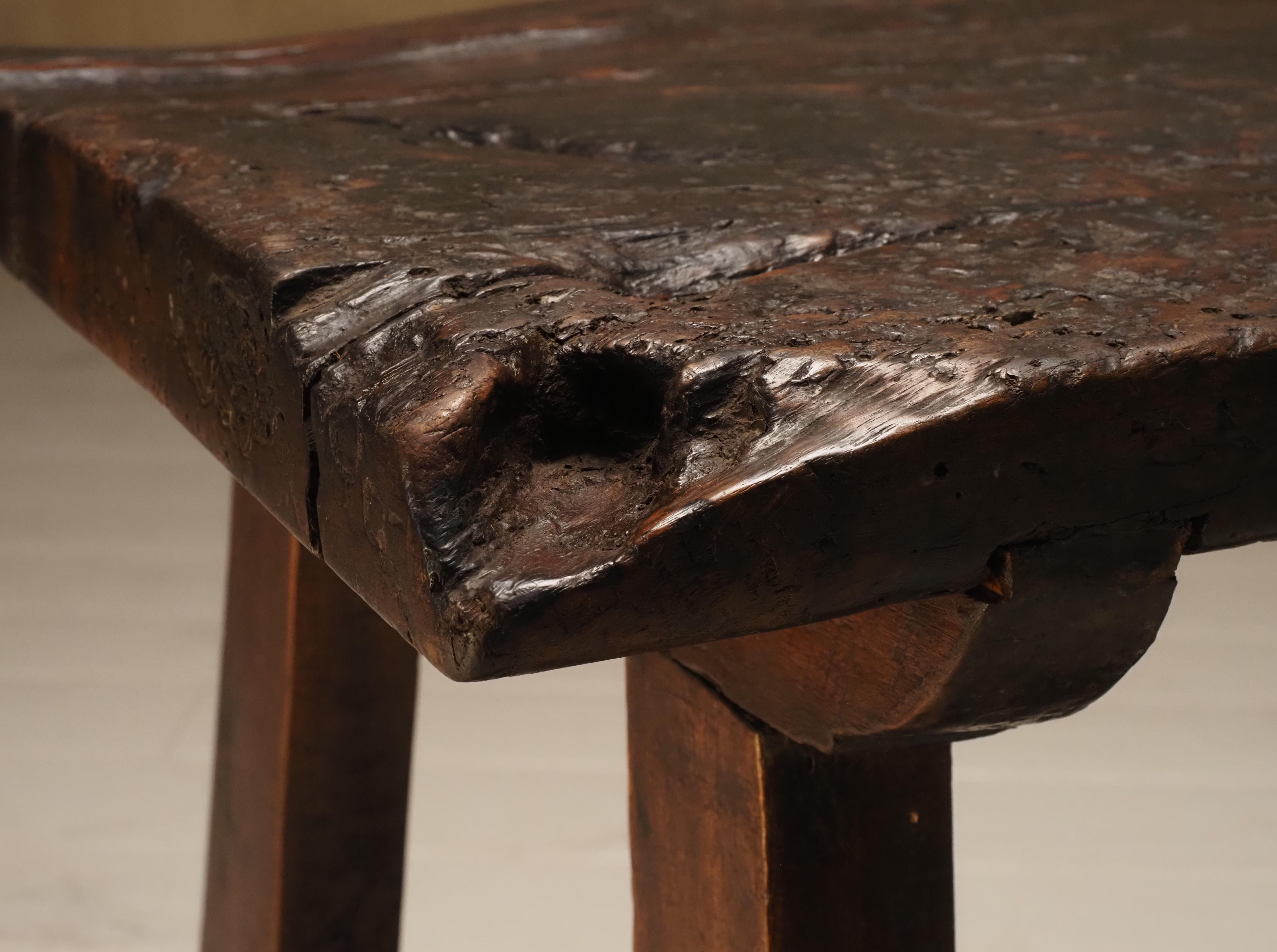 19th Century primitive work table or console 2