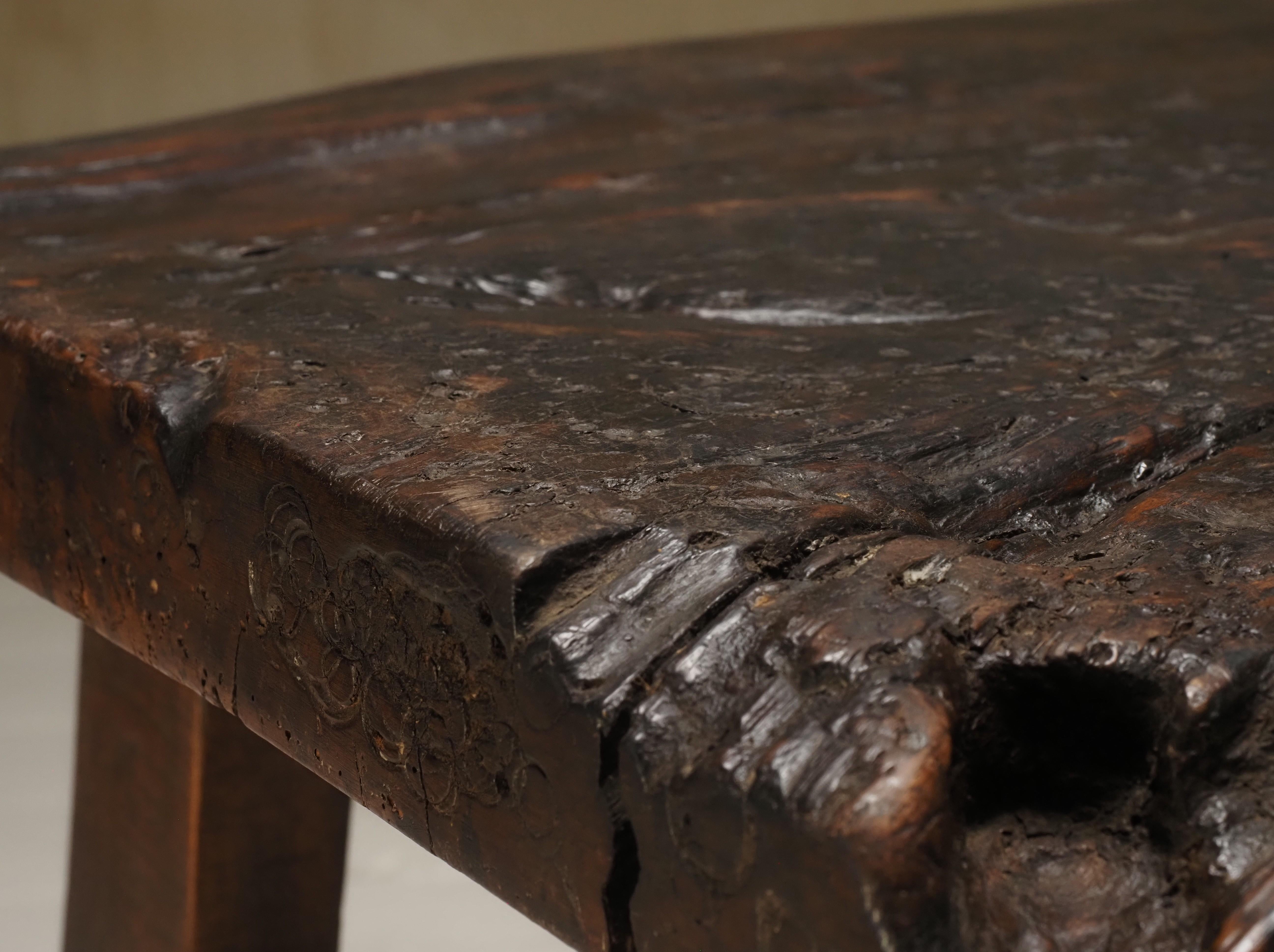 19th Century primitive work table or console 3