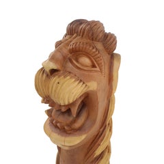 19th-Century Hand-Carved Zoomorphic Carranca in Solid Wood, Brazil