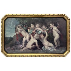 Antique 19th Century Print Garland of Fruit by Peter Paul Rubens