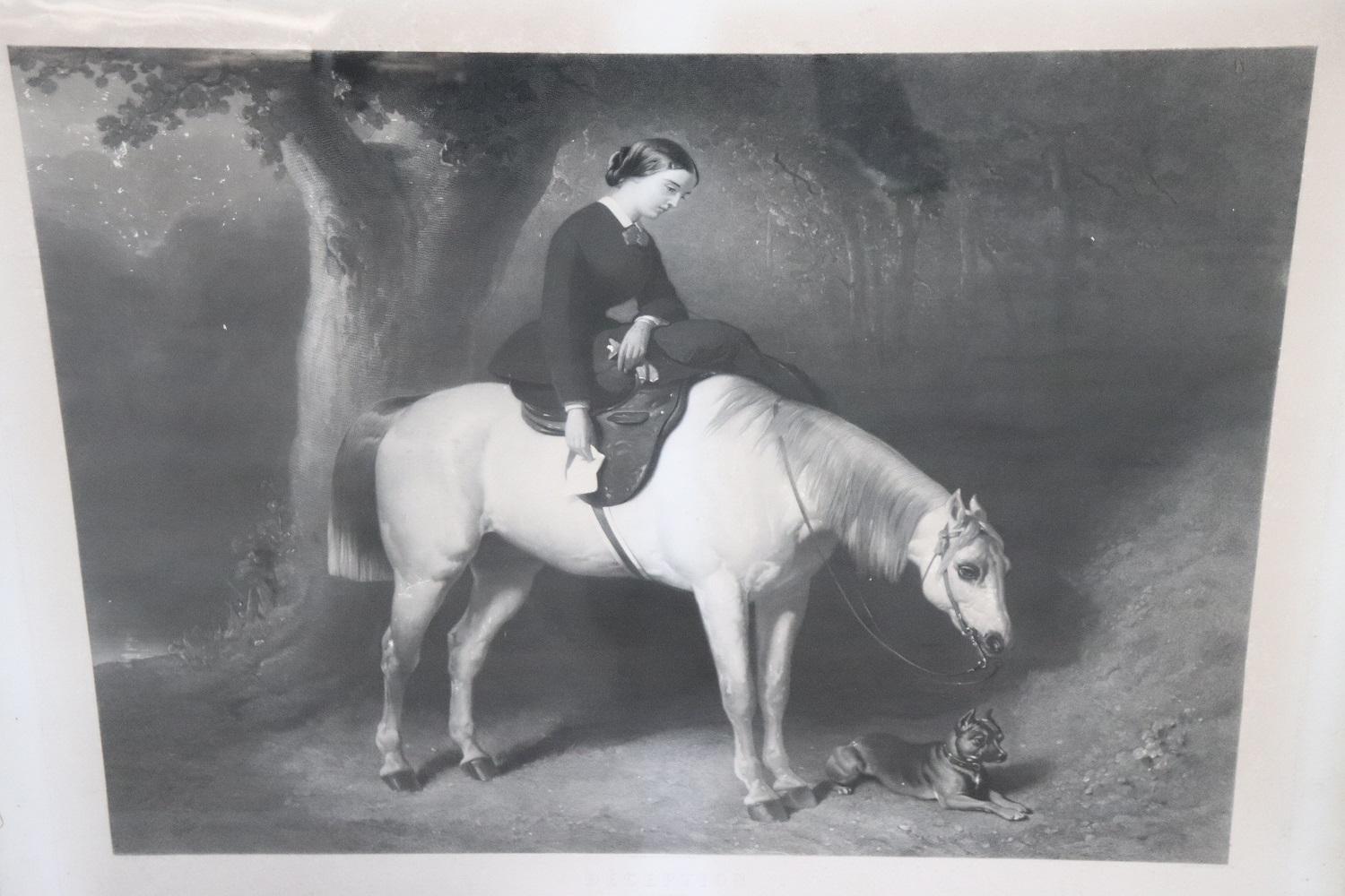 Beautiful antique print 1870s subject taken from the work of Alfred De Dreux 