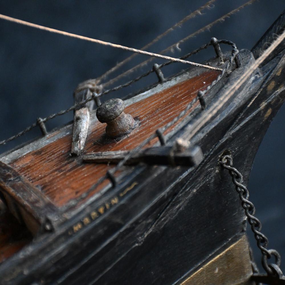 Wood 19th Century Prisoner of War Sailors Folk Art Ship Model
