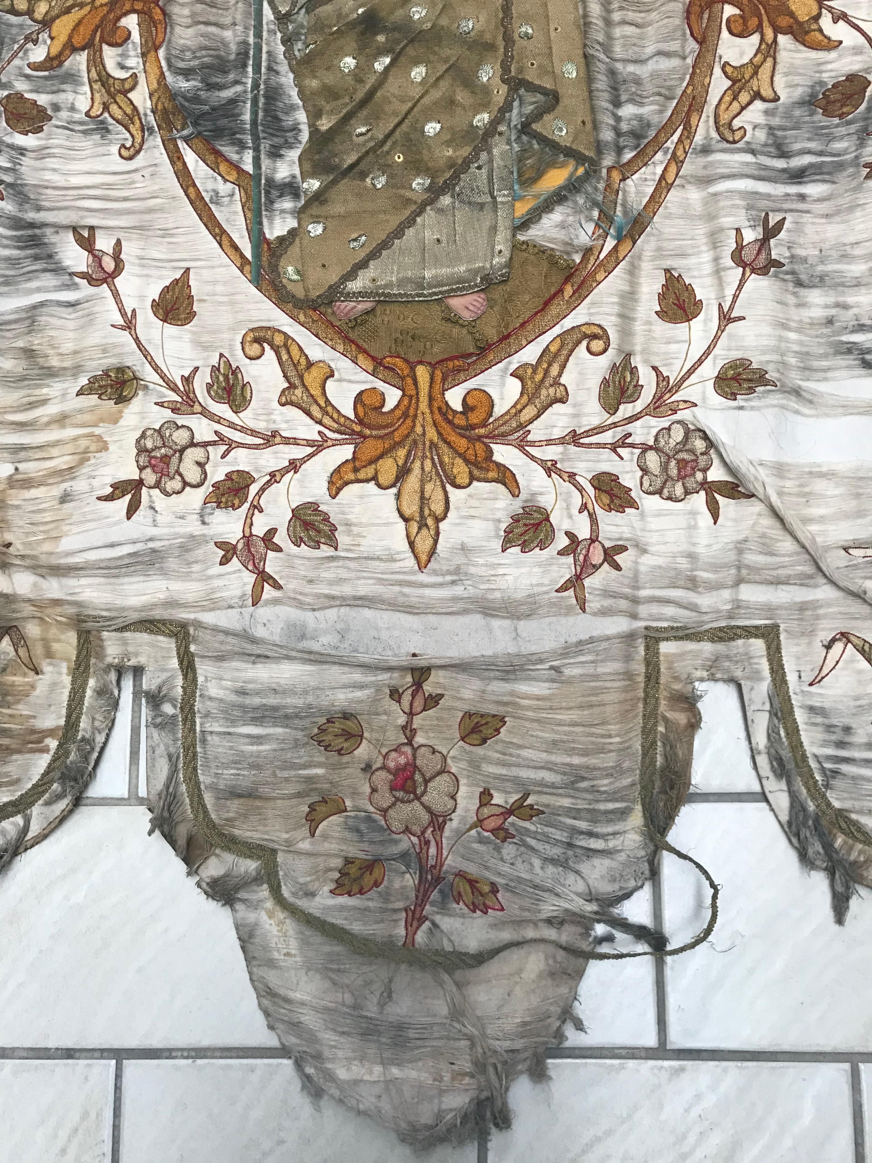 19th Century Processional Banner with Painted Portrait and Appliqued Details 2