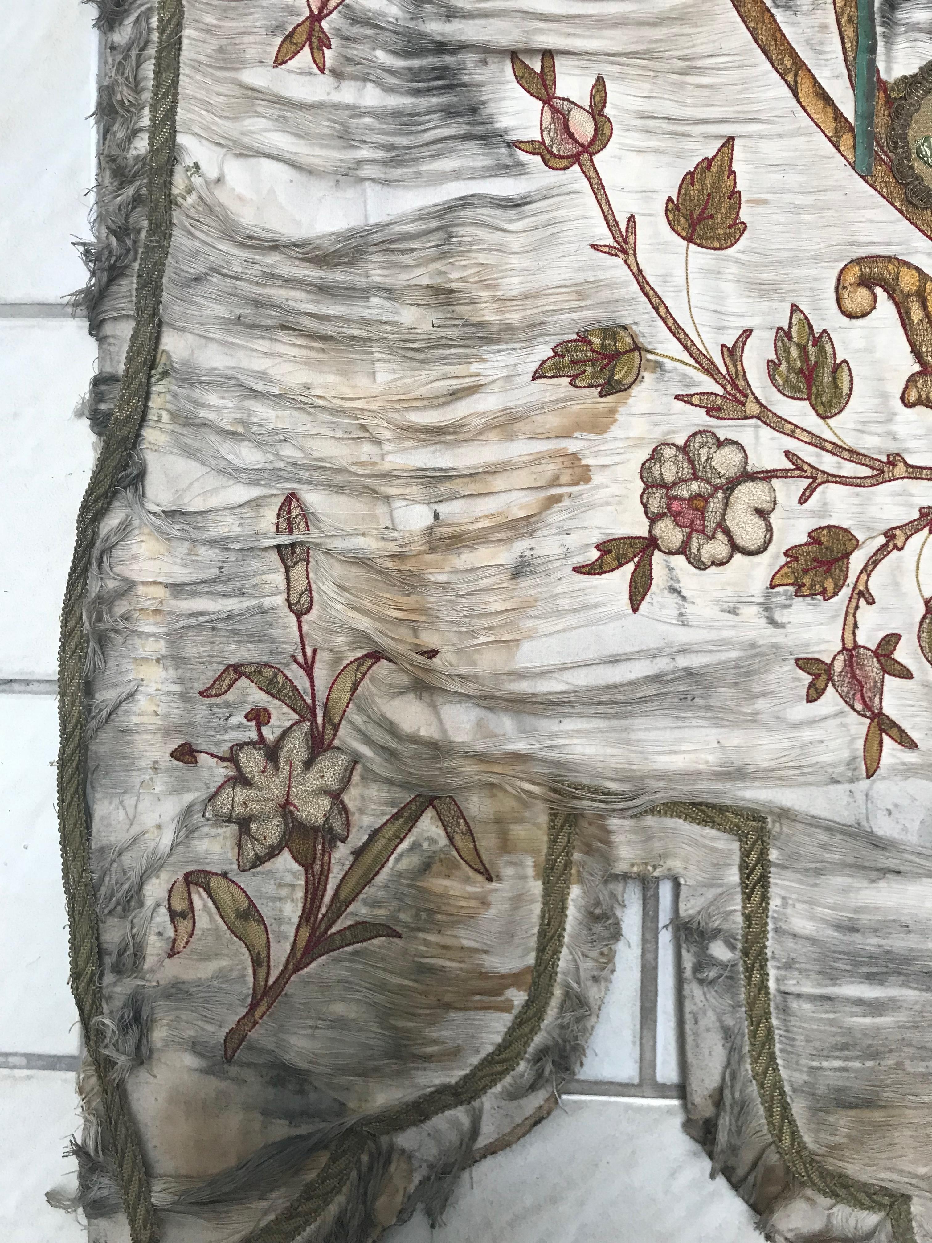 19th Century Processional Banner with Painted Portrait and Appliqued Details 3