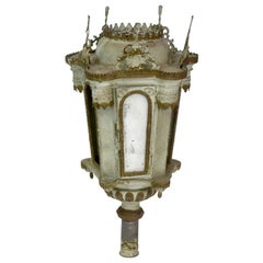 Lanterne de procession du XIXe siècle en métal feuilleté laqué