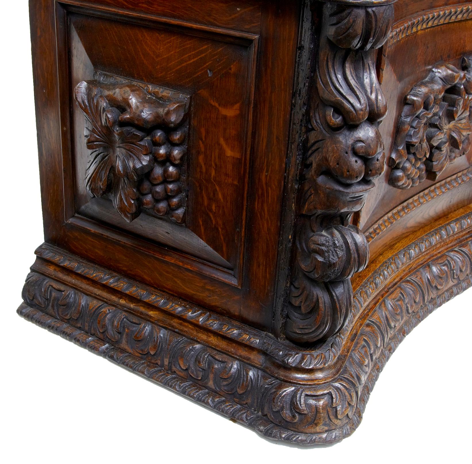 19th Century Profusely Carved Victorian Oak Buffet 5