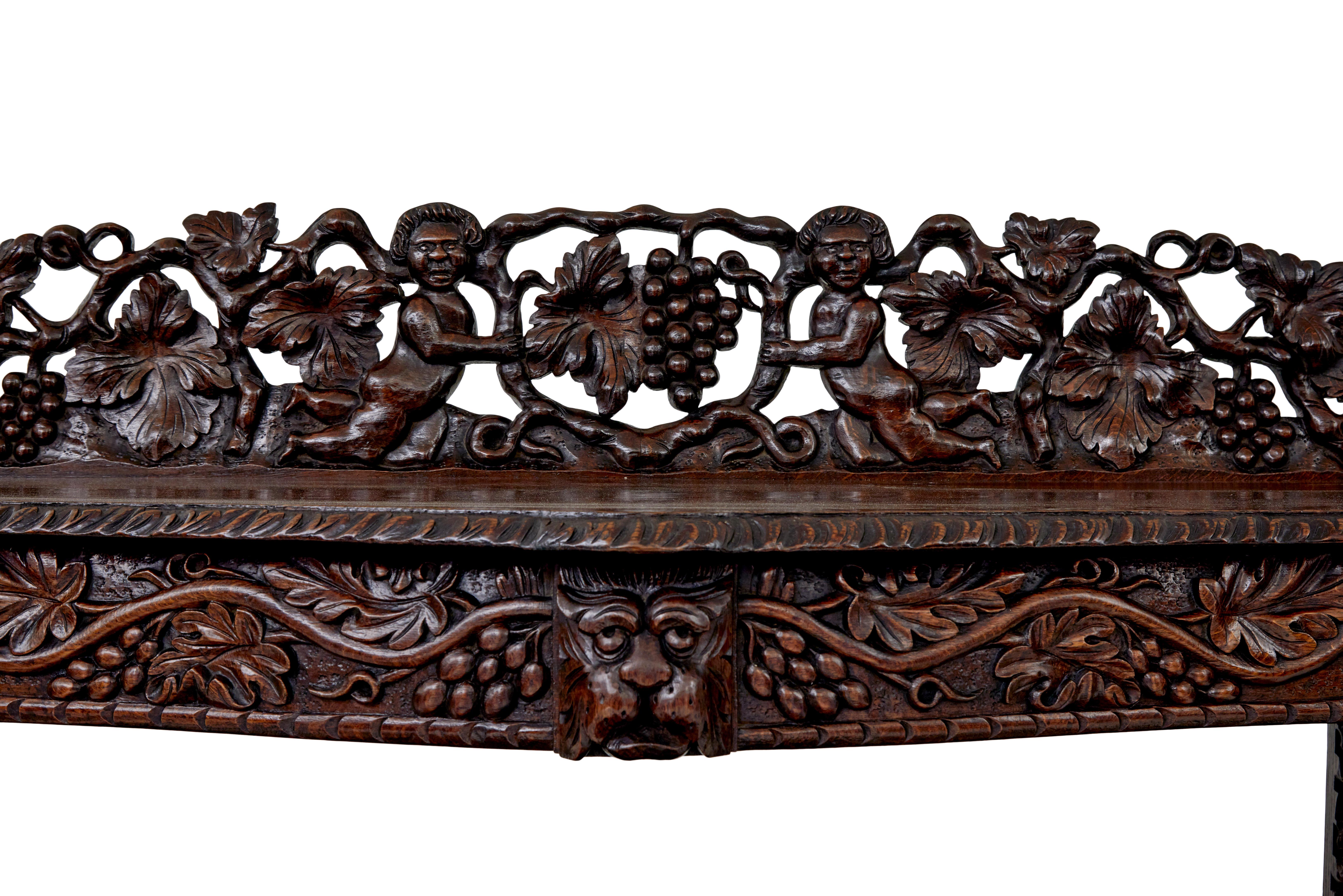 19th century profusely carved Victorian oak buffet For Sale 3