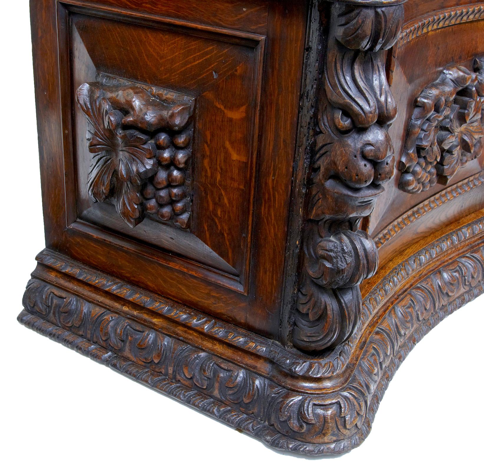 19th Century Profusely Carved Victorian Oak Buffet 7