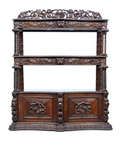 19th Century Profusely Carved Victorian Oak Buffet
