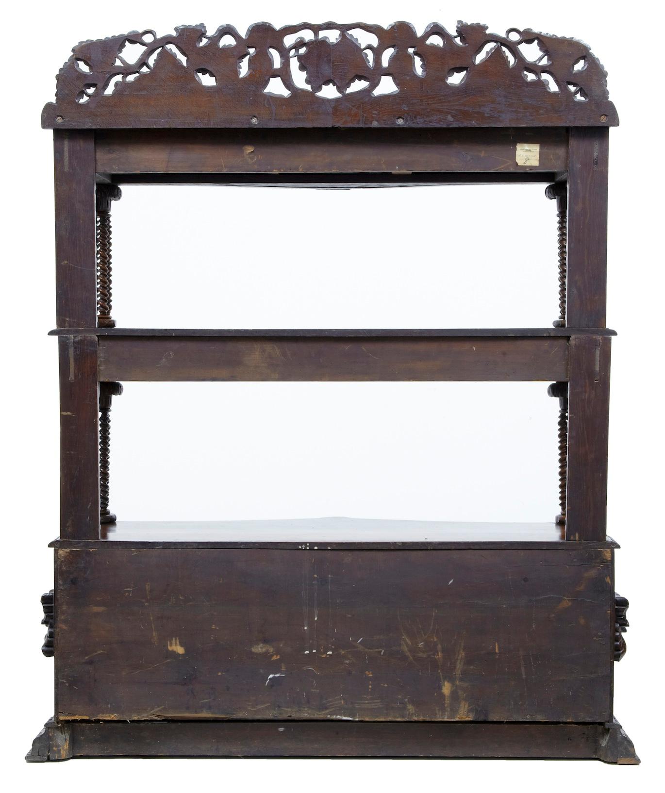 Hand-Carved 19th Century Profusely Carved Victorian Oak Buffet