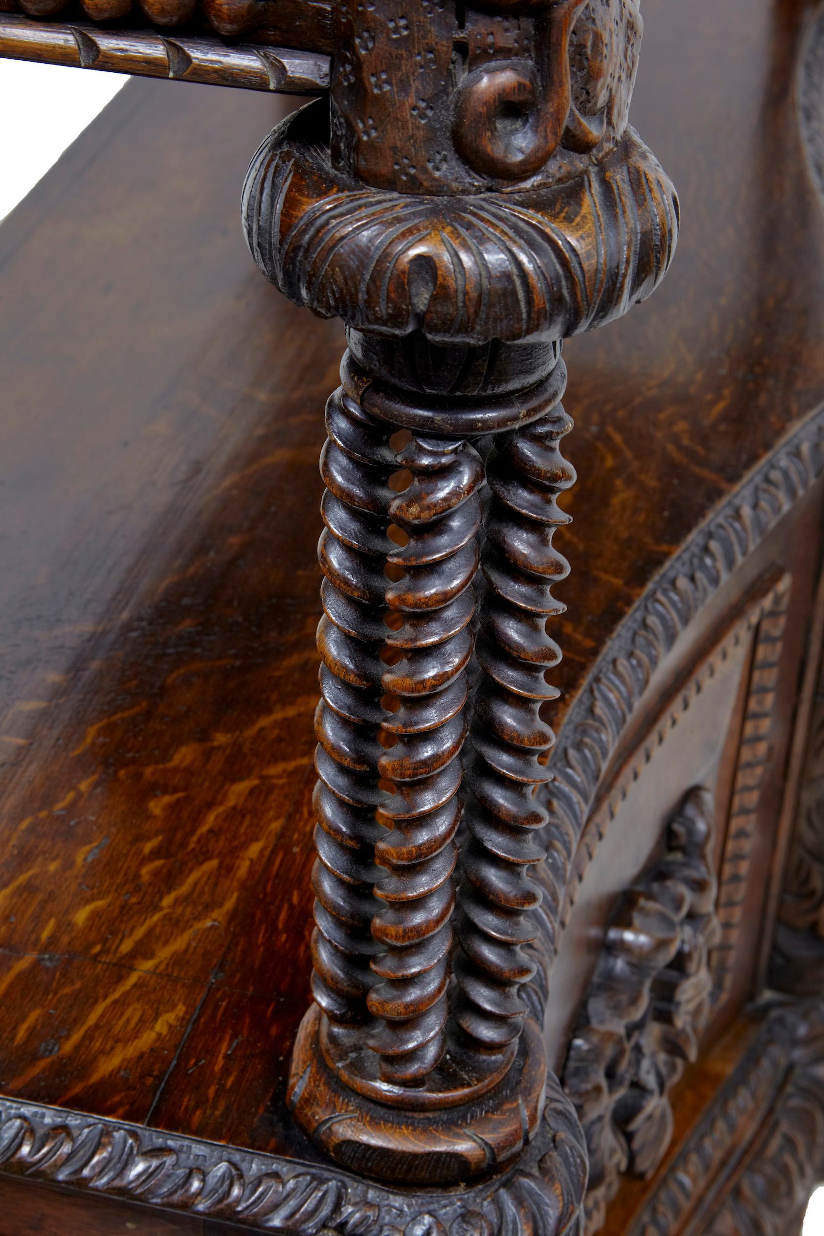 19th Century Profusely Carved Victorian Oak Buffet 1