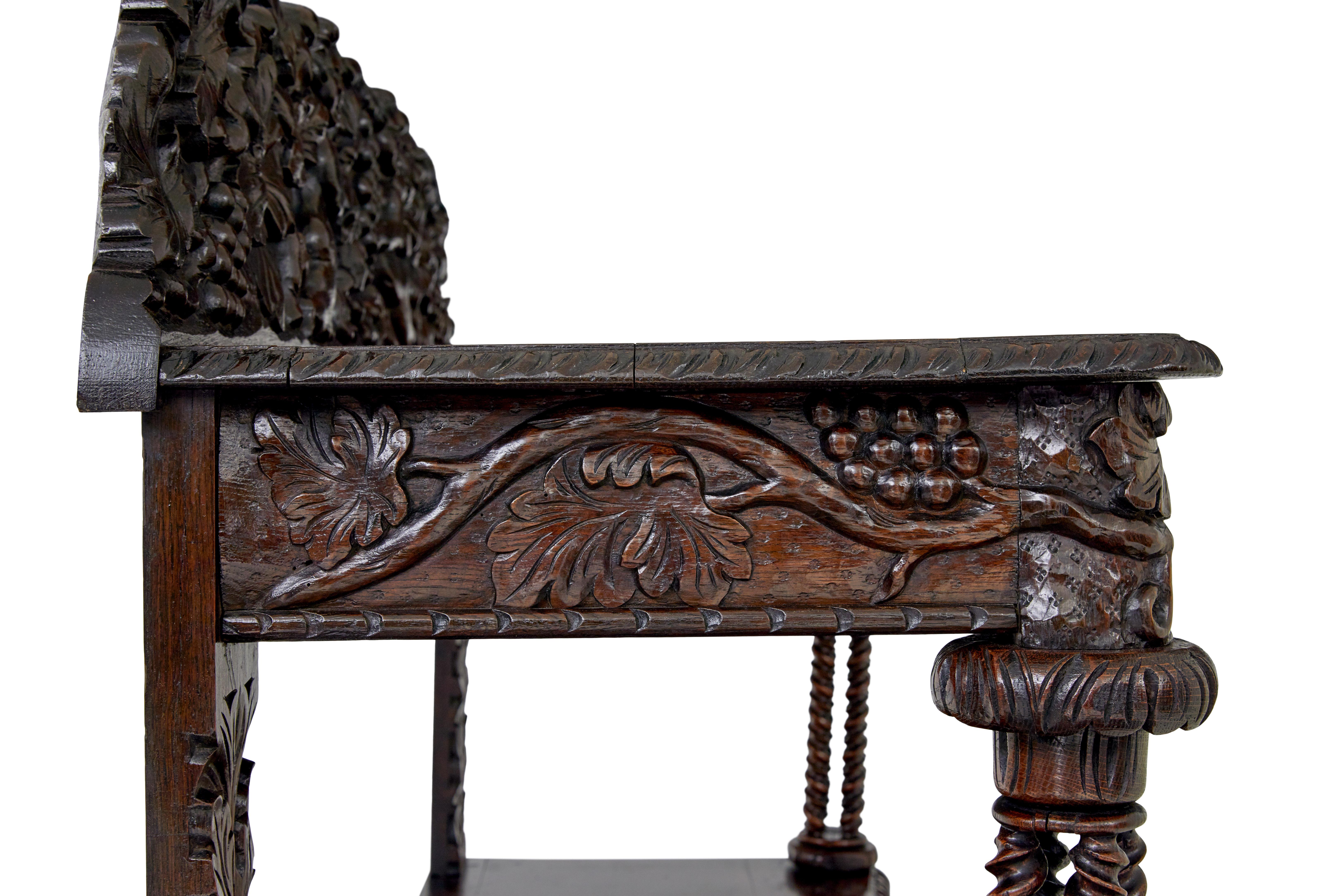 Oak 19th century profusely carved Victorian oak buffet For Sale