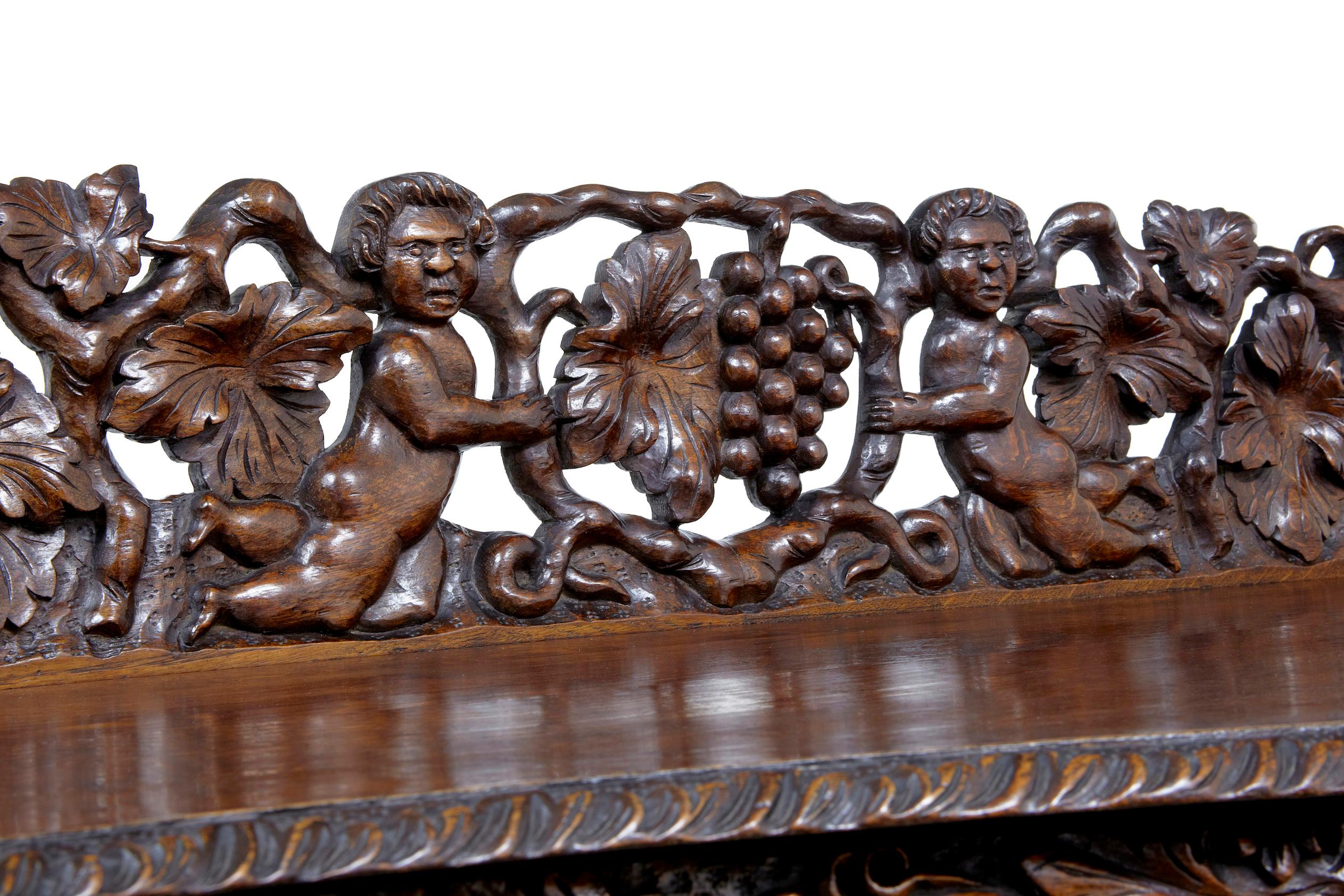 19th Century Profusely Carved Victorian Oak Buffet 4
