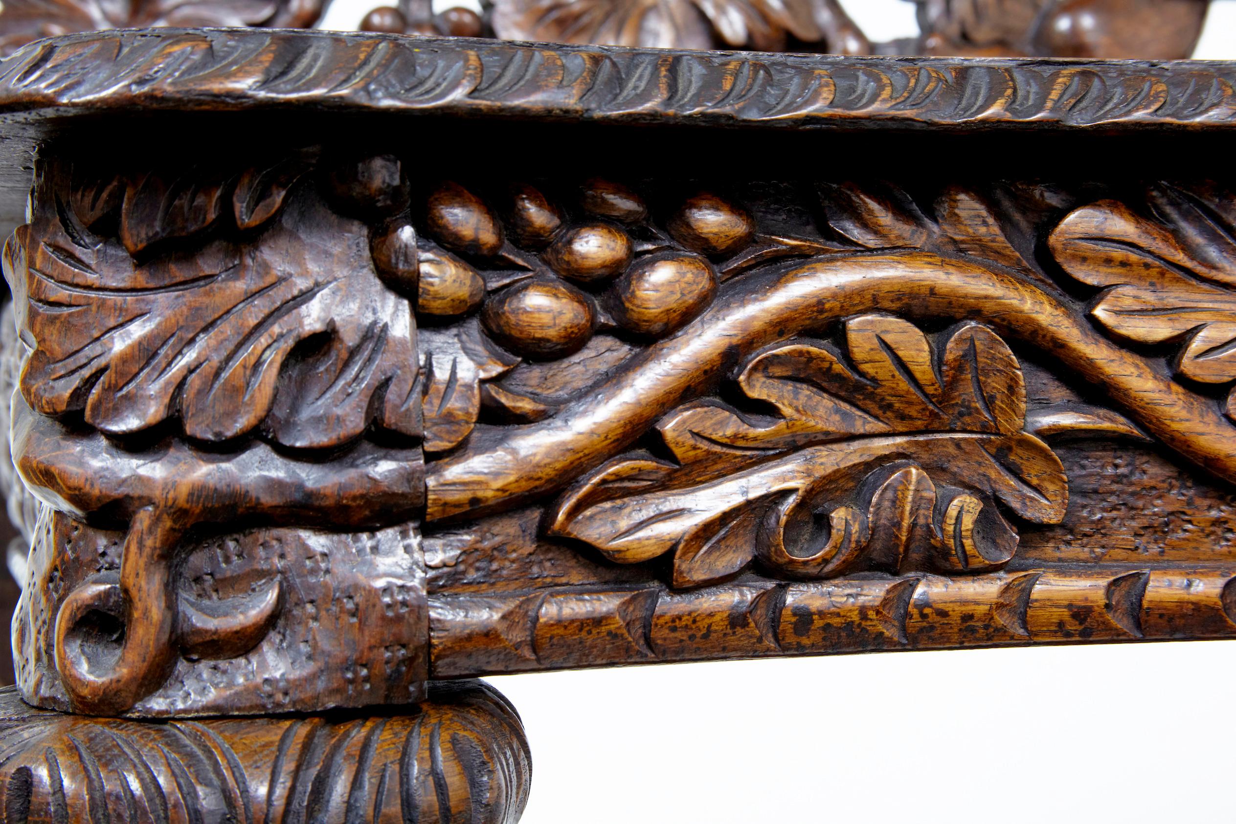 19th Century Profusely Carved Victorian Oak Buffet 3