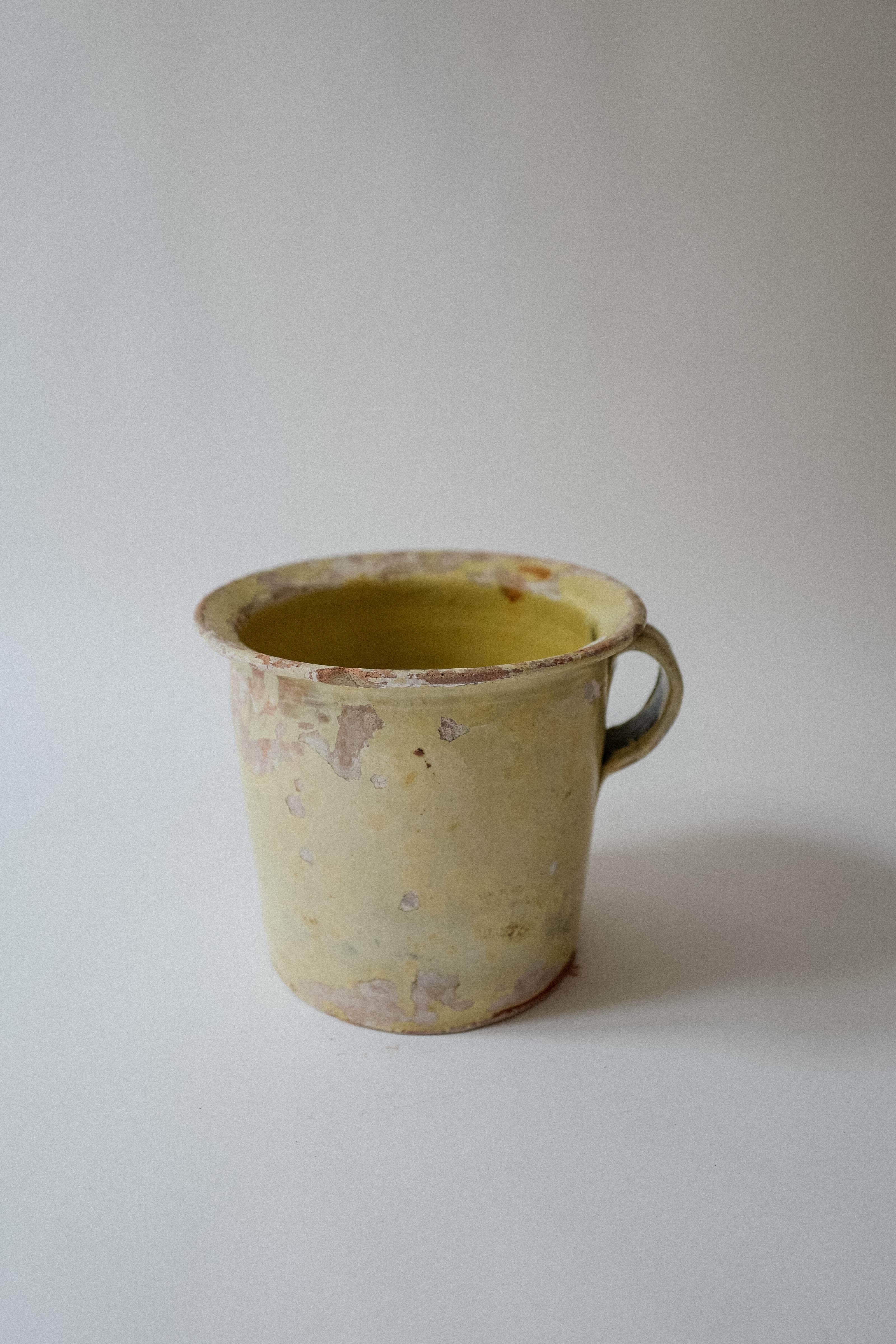 French 19th Century Provincial Champagne Bucket in lime yellow green finish 