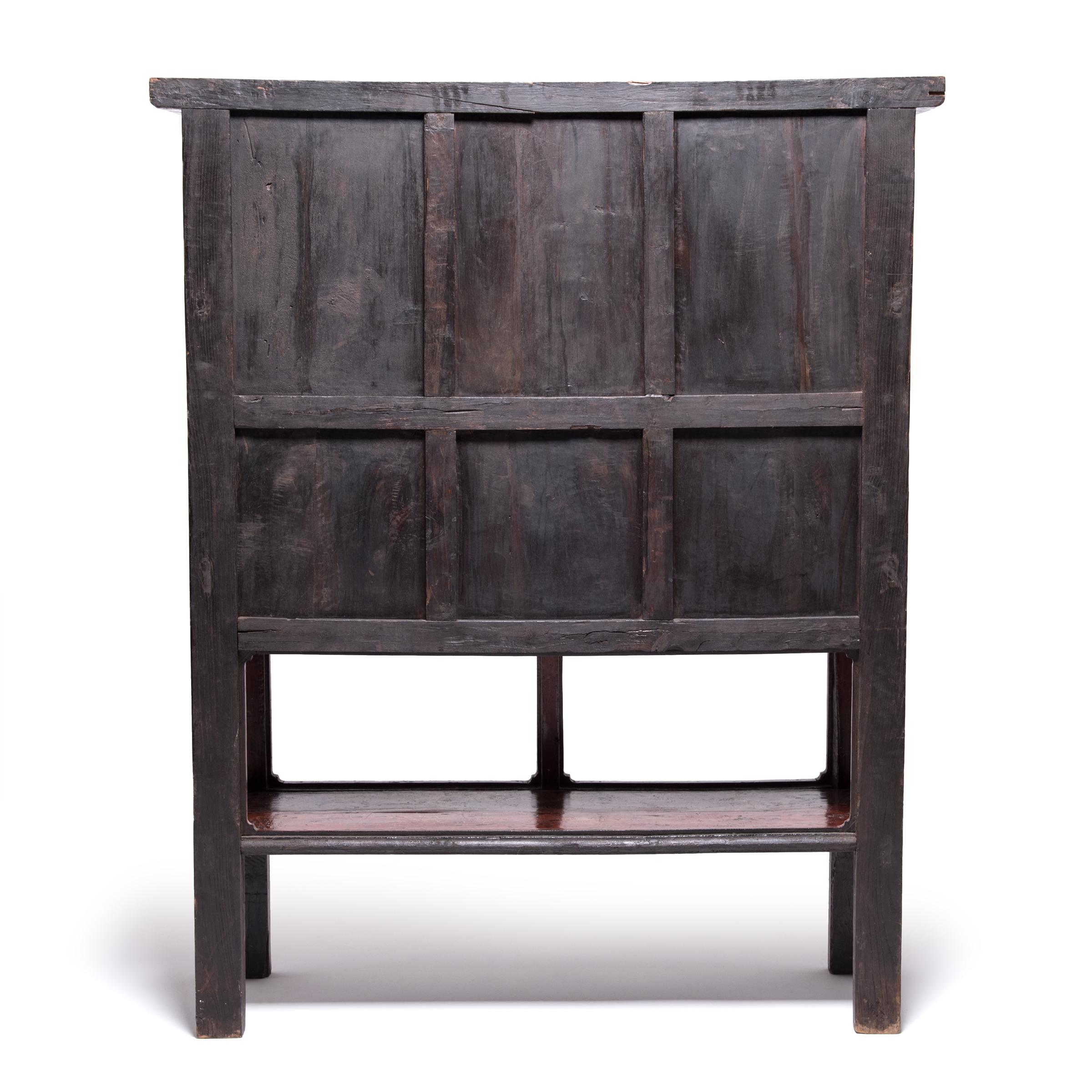 Lacquered Provincial Chinese Cabinet with Open Shelf, c. 1850