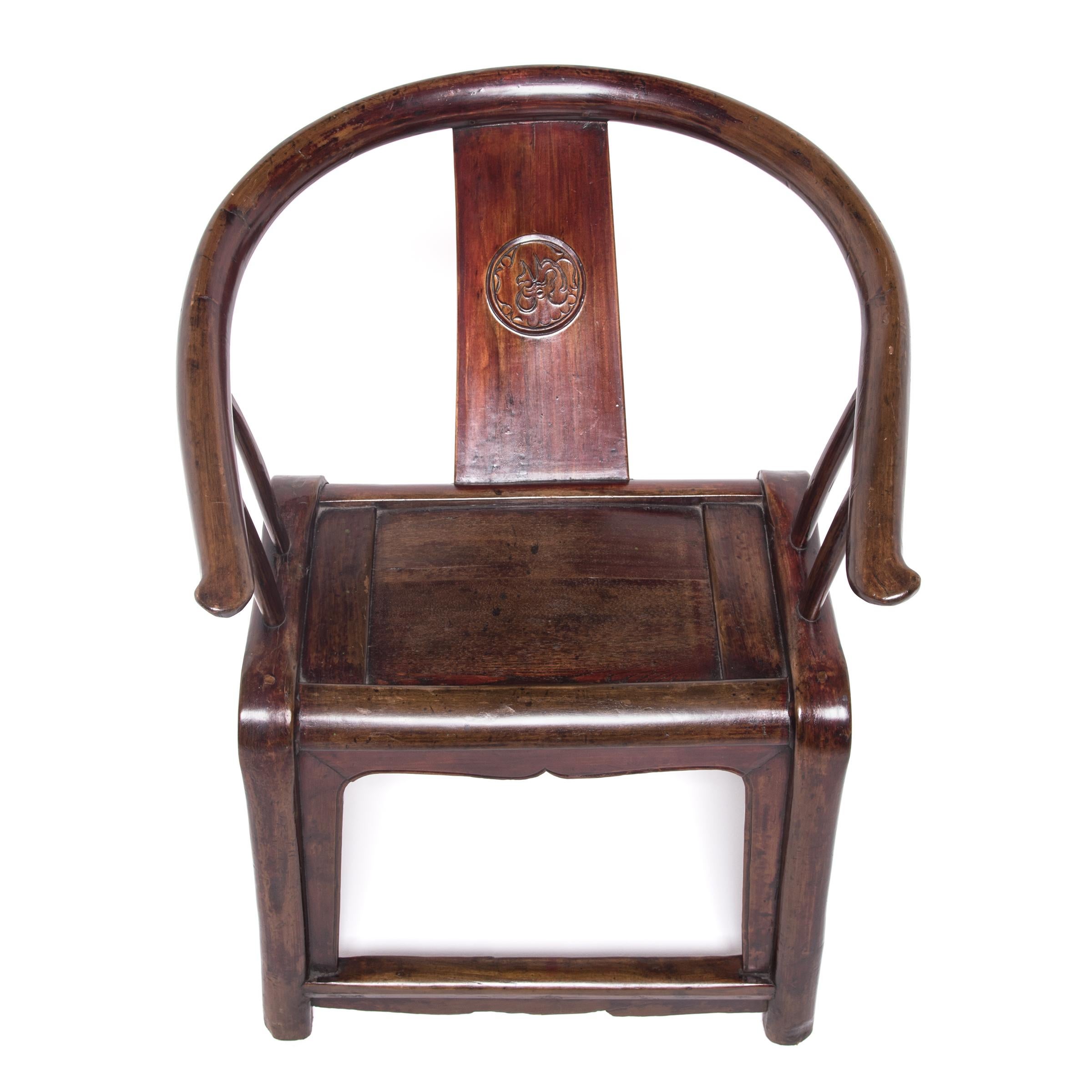 Elm 19th Century Provincial Chinese Round Back Chair