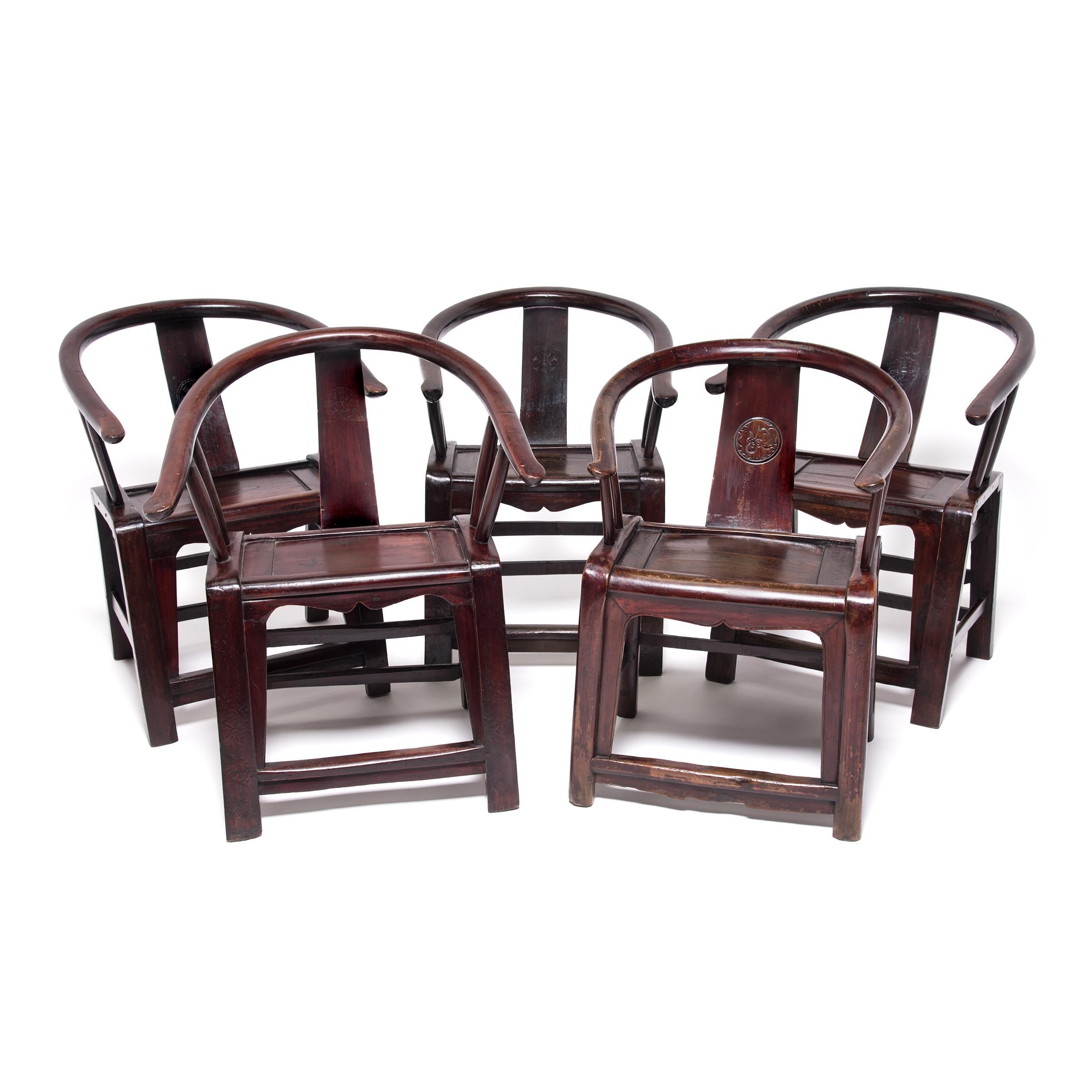 Elm Provincial Chinese Roundback Chair, c. 1850 For Sale