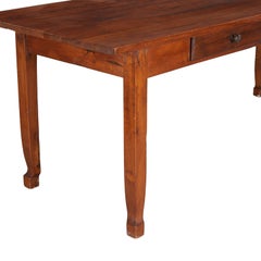 19th Century Provincial French Farmhouse Table, Cherry Wood, C. 1880