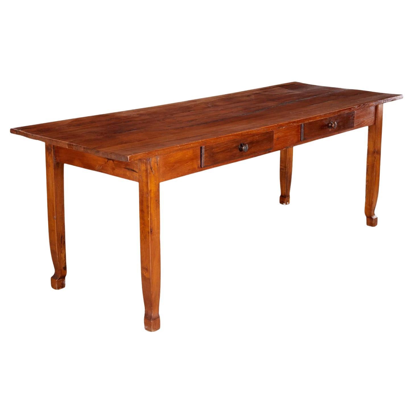 19th Century Provincial French Farmhouse Table, Cherry Wood, C. 1880