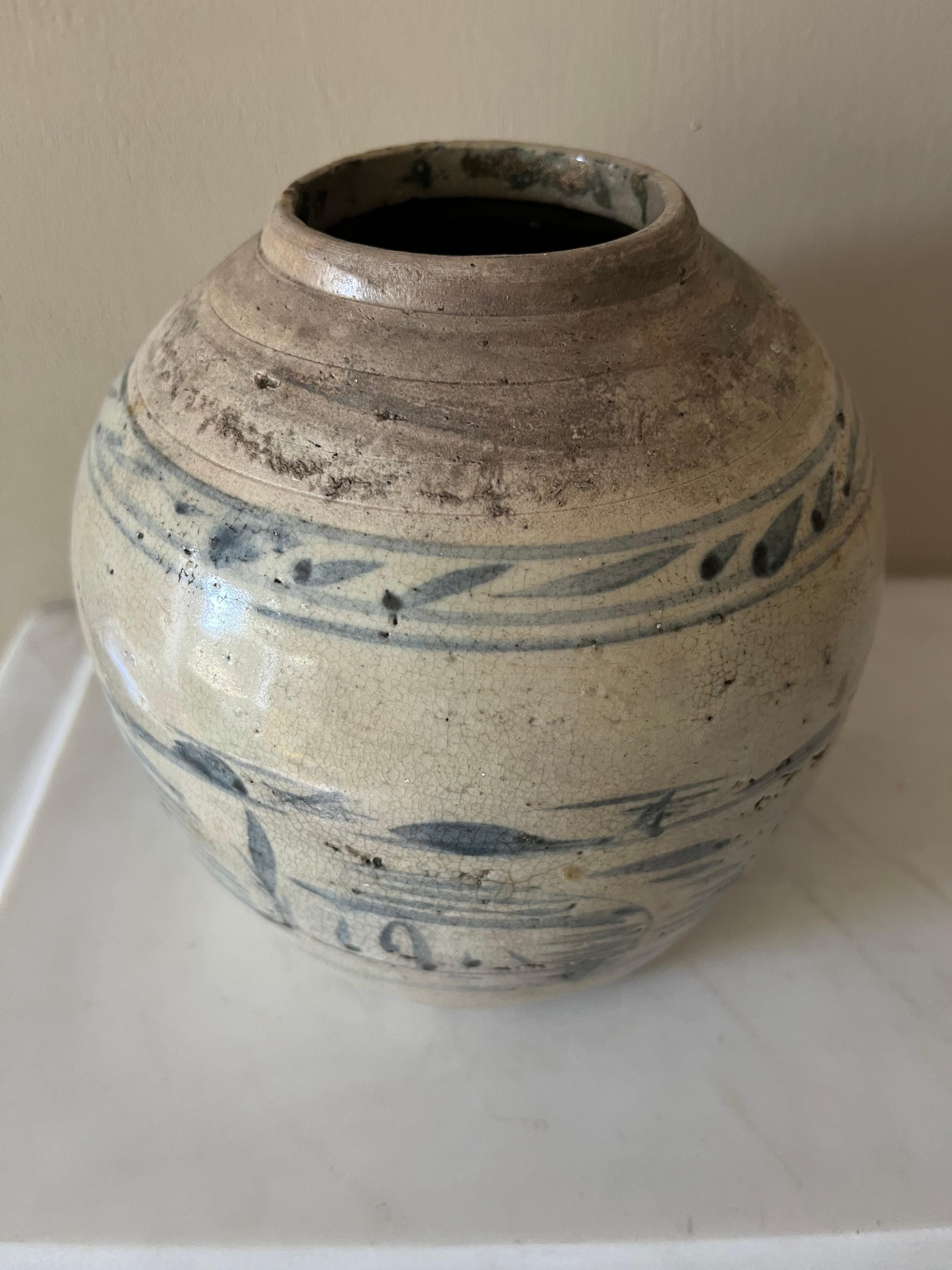19th Century 19th century provincial glazed pottery ginger jar For Sale