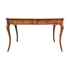 19th Century Provincial Louis XV Walnut Fruitwood Desk, Two Drawers