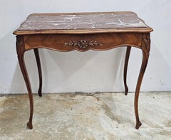 19th Century Provincial Style Walnut and Rouge Marble Top Writing Hall Table