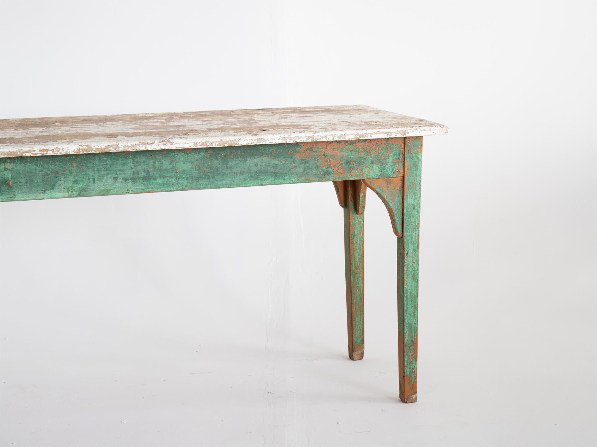 19th Century Provincial Swedish Painted Pine Table 1