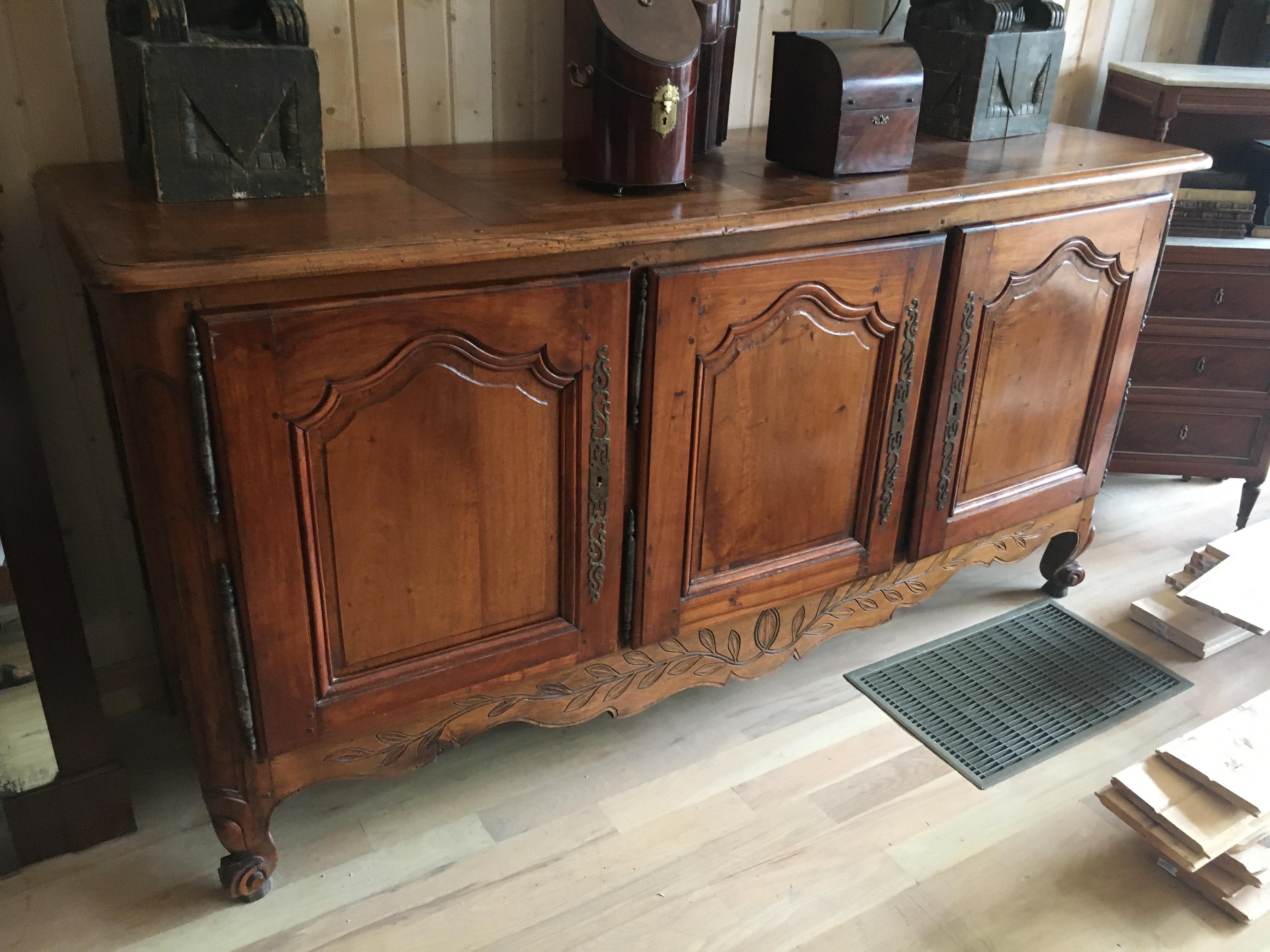 A 19th century provincial walnut sideboard height 40 1/2 x width 80 x depth 24 3/4 inches. Great color and patination.