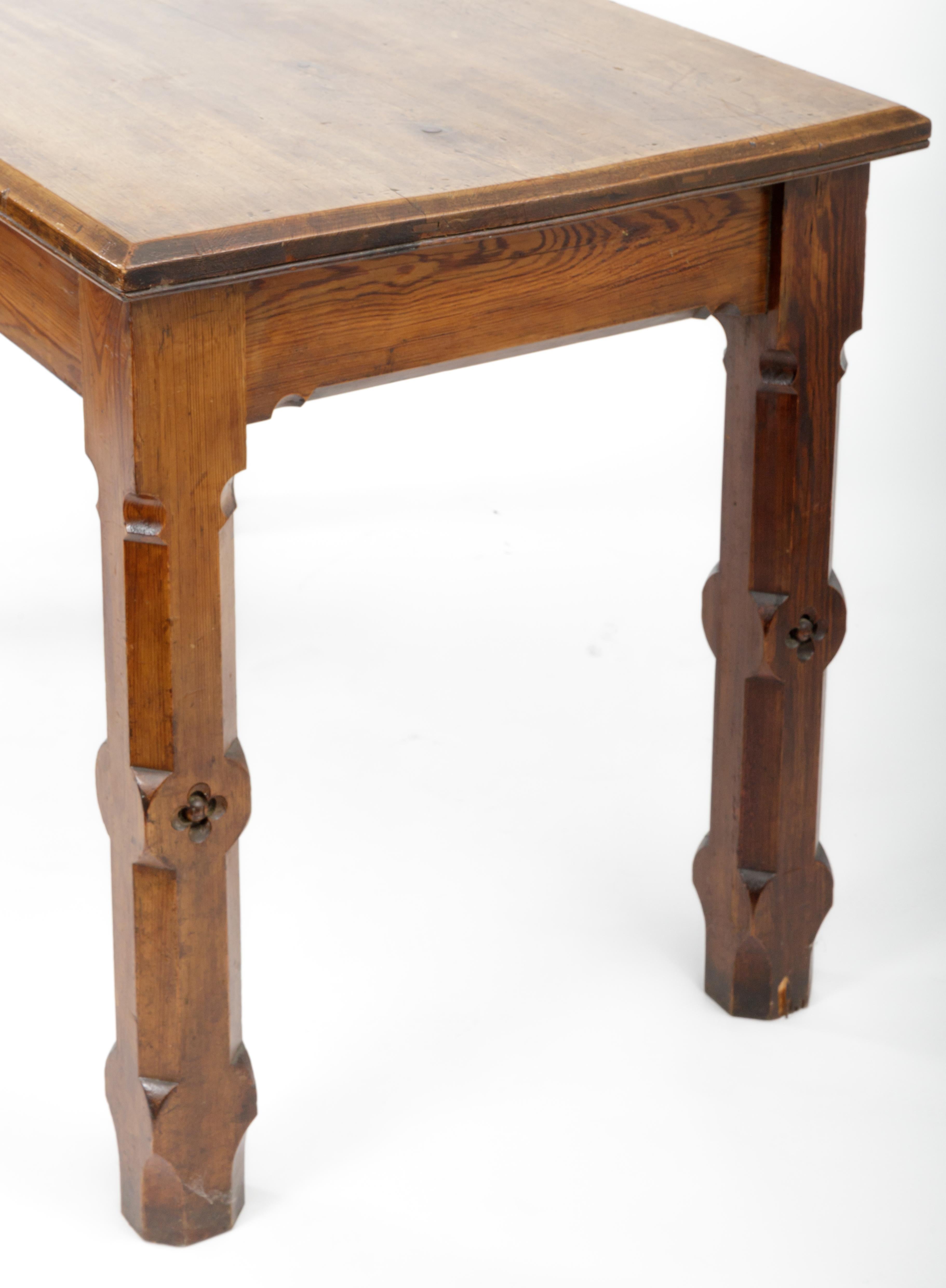 19th Century Pugin Style English Pine Table 1