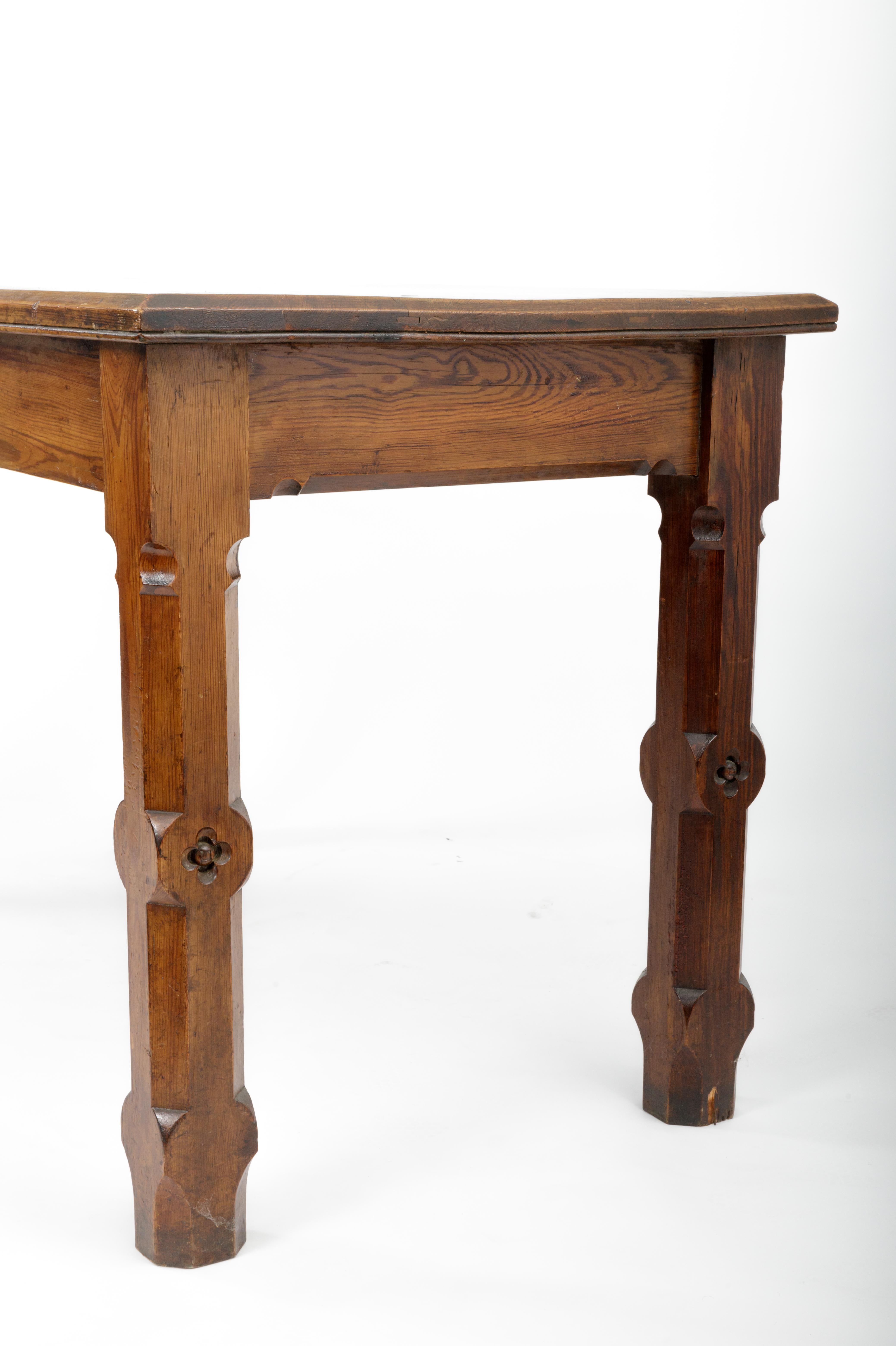 19th Century Pugin Style English Pine Table 2