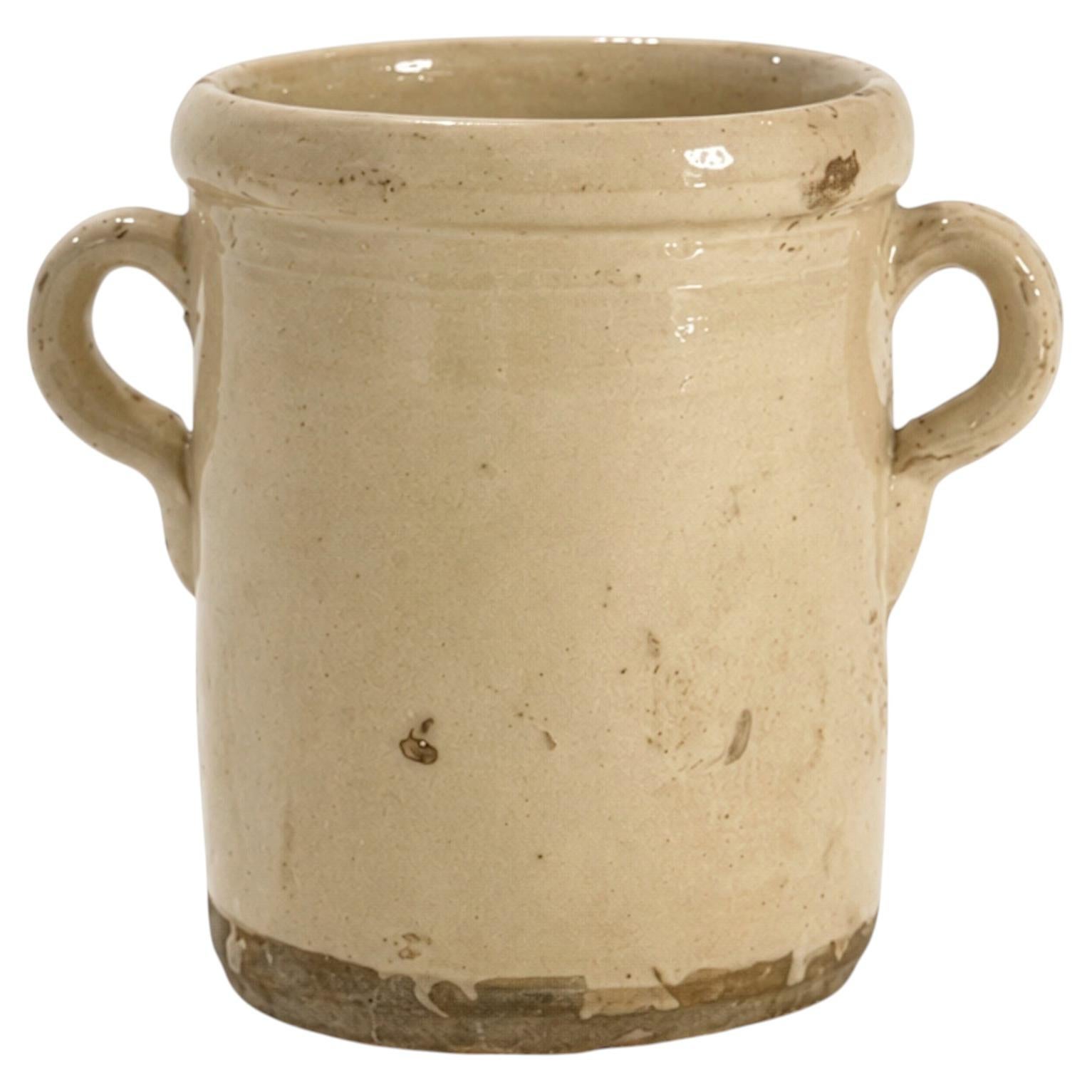 19th Century Puglian Glazed Terracotta Storage Vessel with Twin Handles For Sale