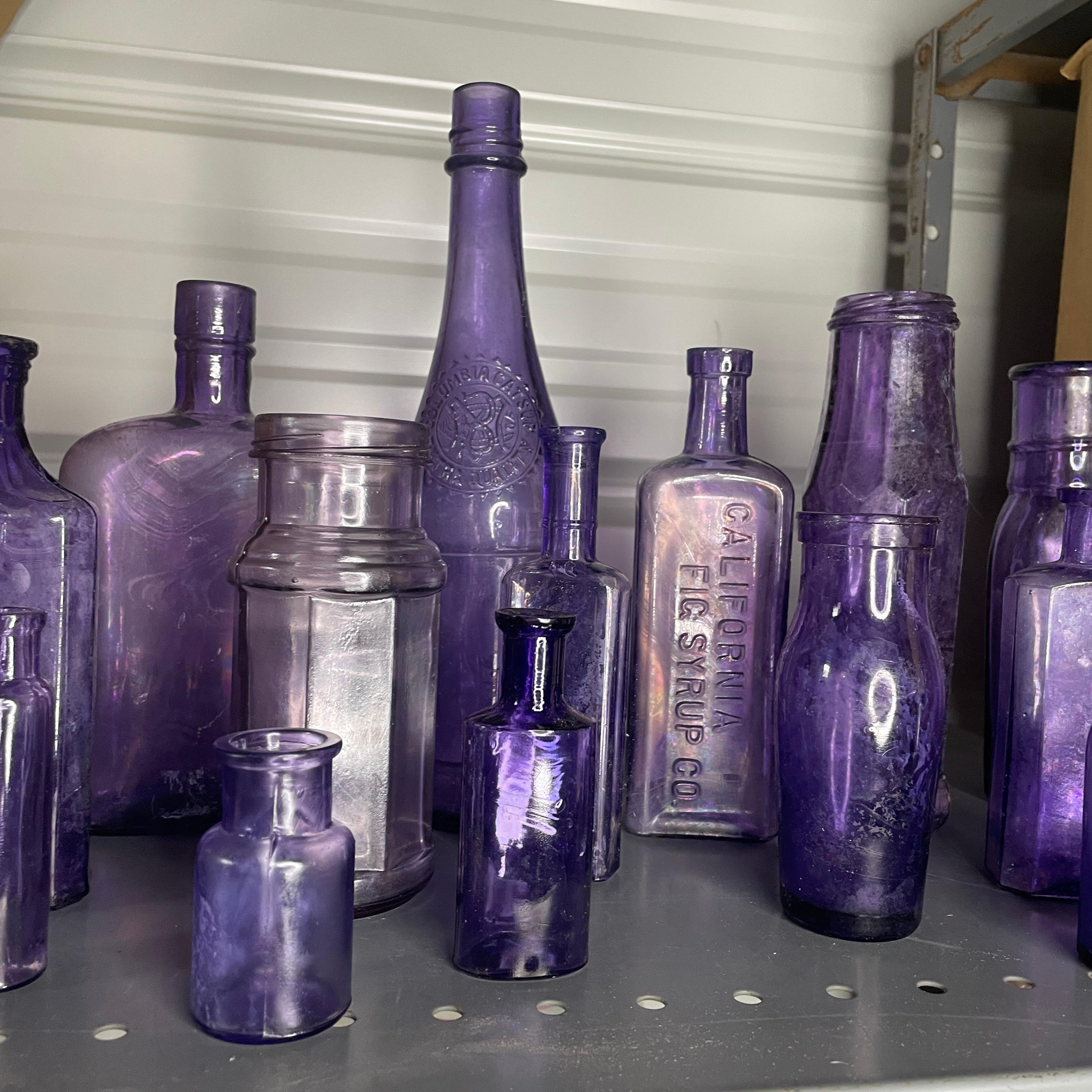 old purple glass bottles
