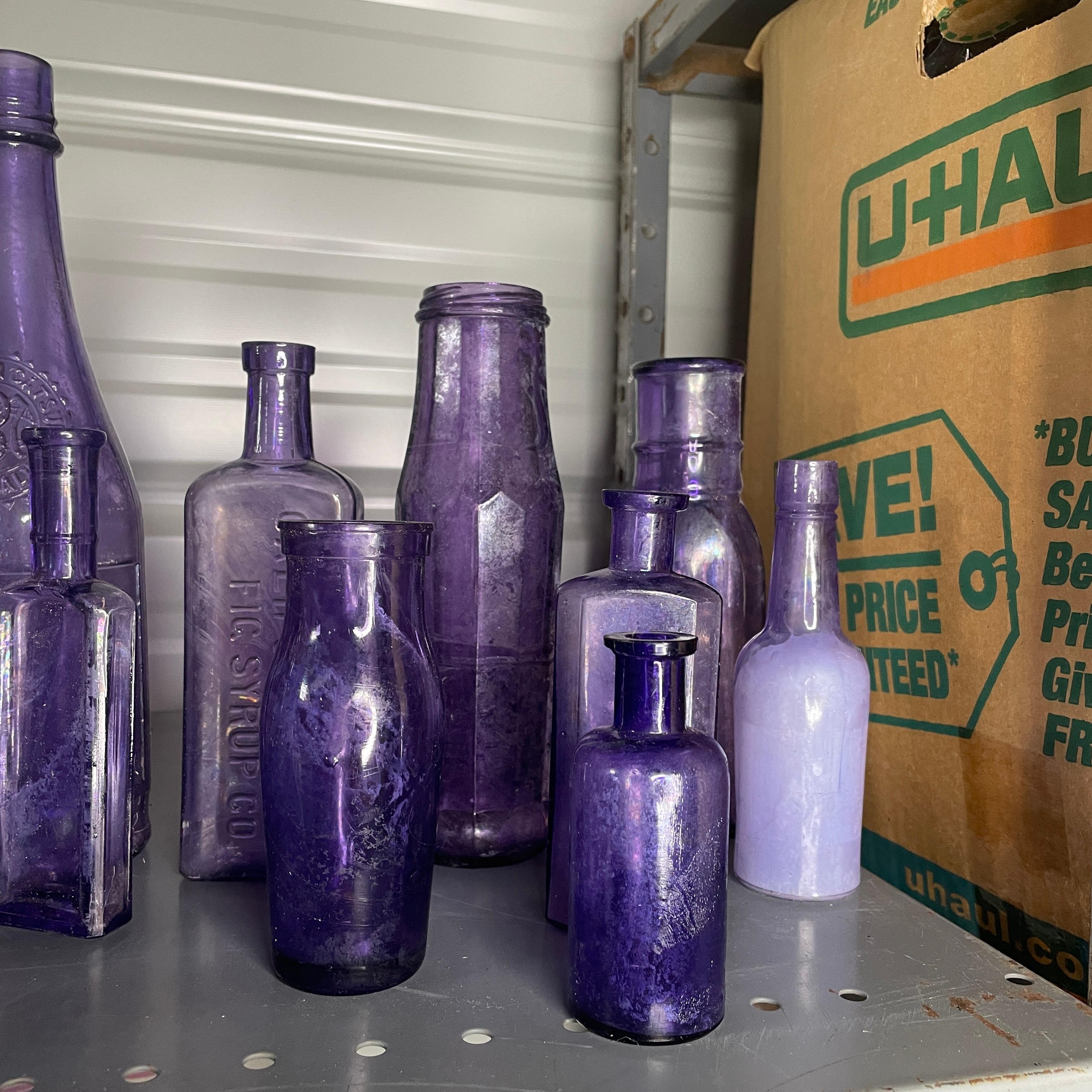 American 19th Century Purple Bottles and Jars- Set of 16 For Sale