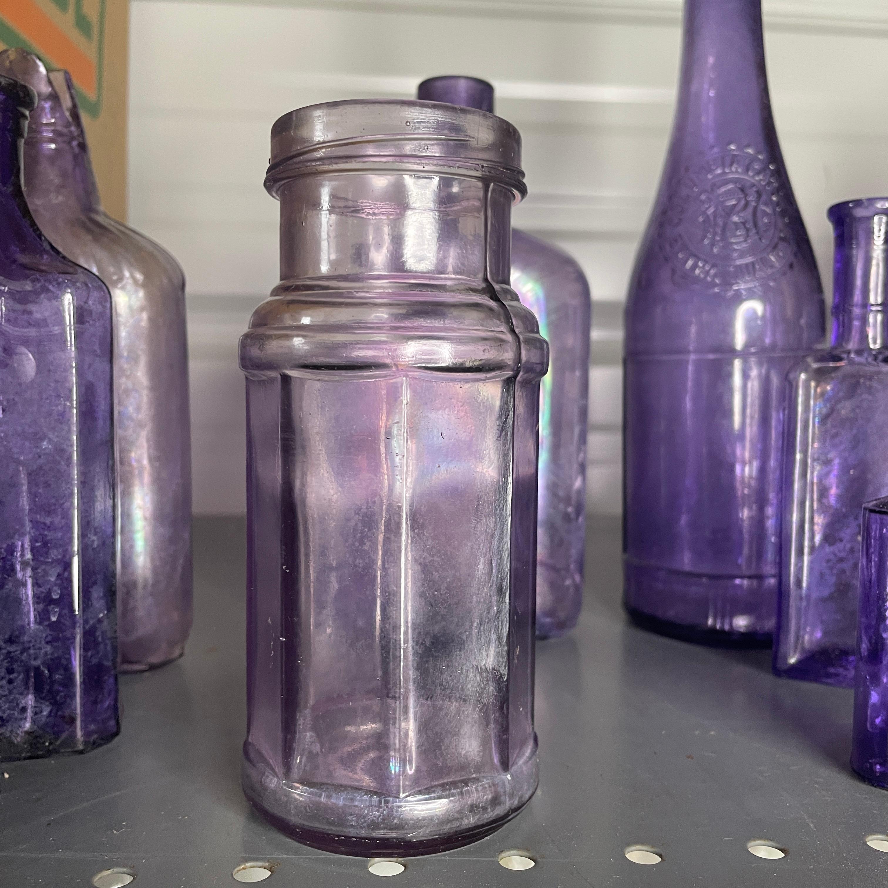 Hand-Crafted 19th Century Purple Bottles and Jars- Set of 16 For Sale
