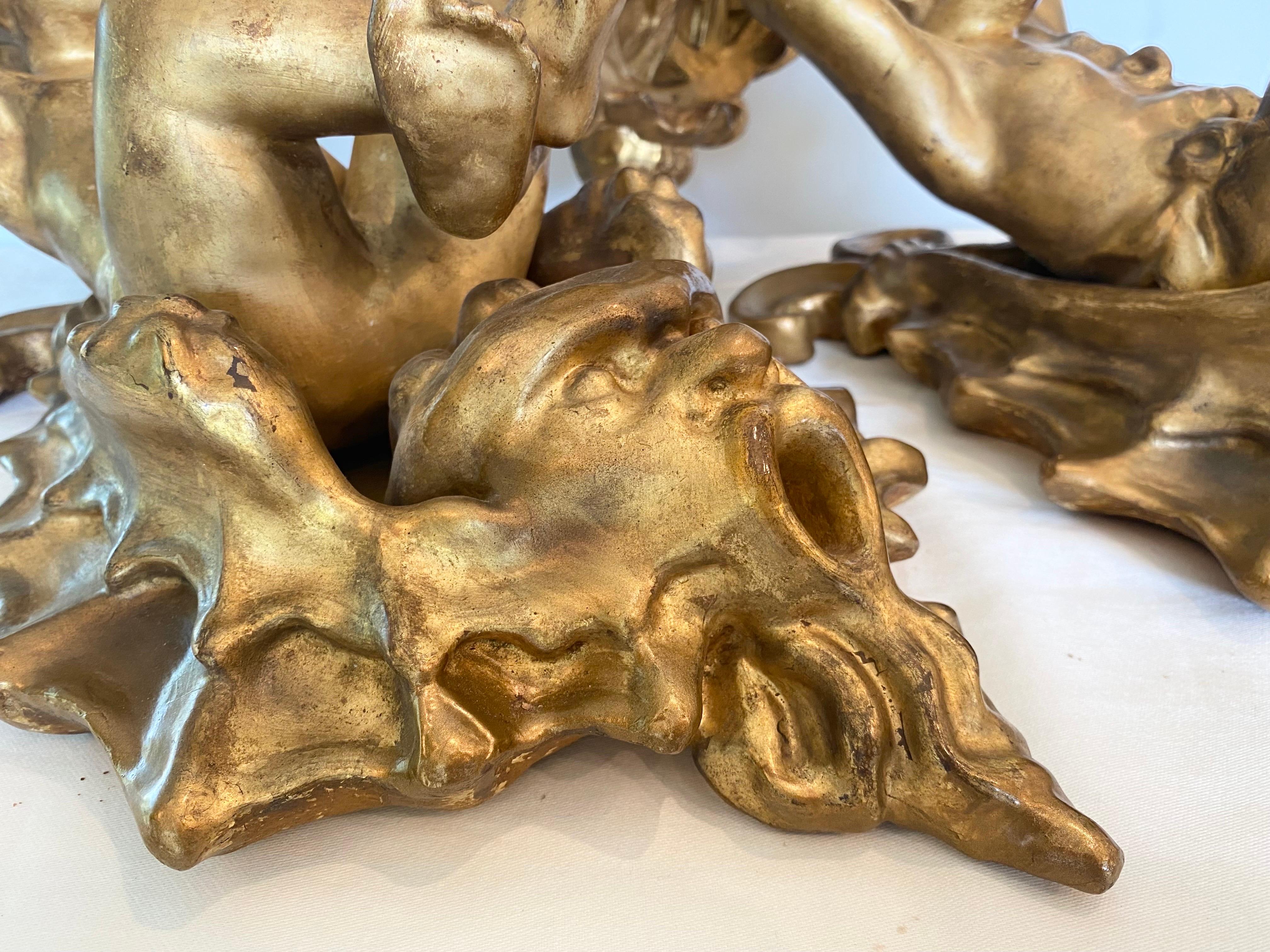 19th Century Putti and Shell Gilt Wall Brackets For Sale 6