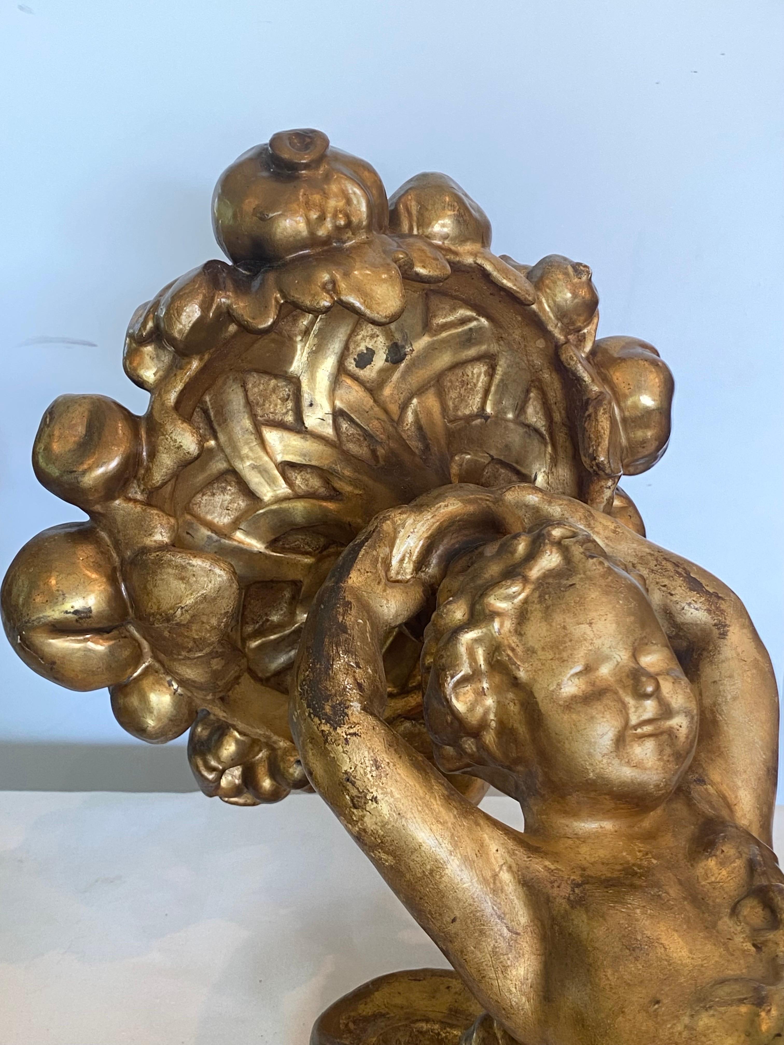 19th Century Putti and Shell Gilt Wall Brackets For Sale 1