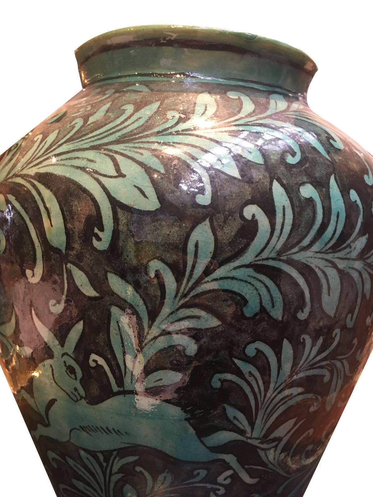 19th Century Qajar Ceramic Vase In Good Condition For Sale In London, GB